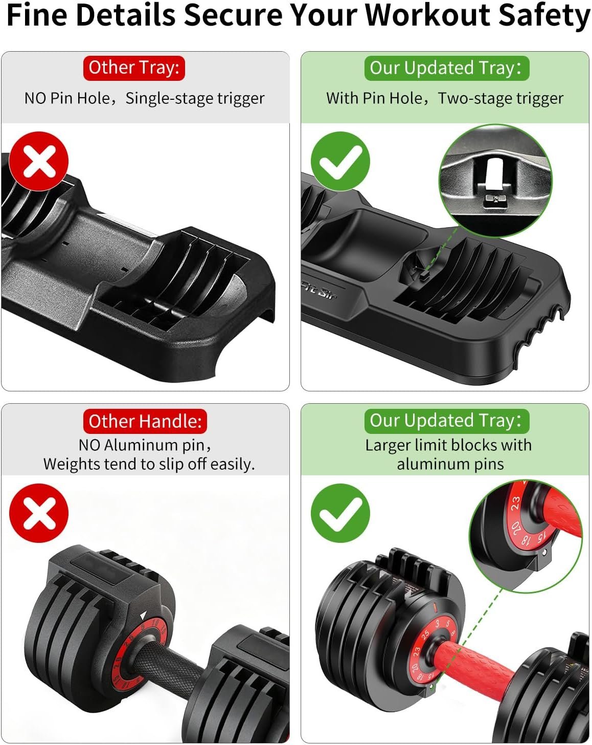 Adjustable Dumbbell Set, 10-in-1 25LB/50LB/90LB Ajustable Dumbbells with Safe Locking System, Enclosed Storage Tray, 1 Sec Fast Adjustment, Comfortable Non-Slip Textured Grip, Suitable for Home Gym Workouts Men and Women - Image 8