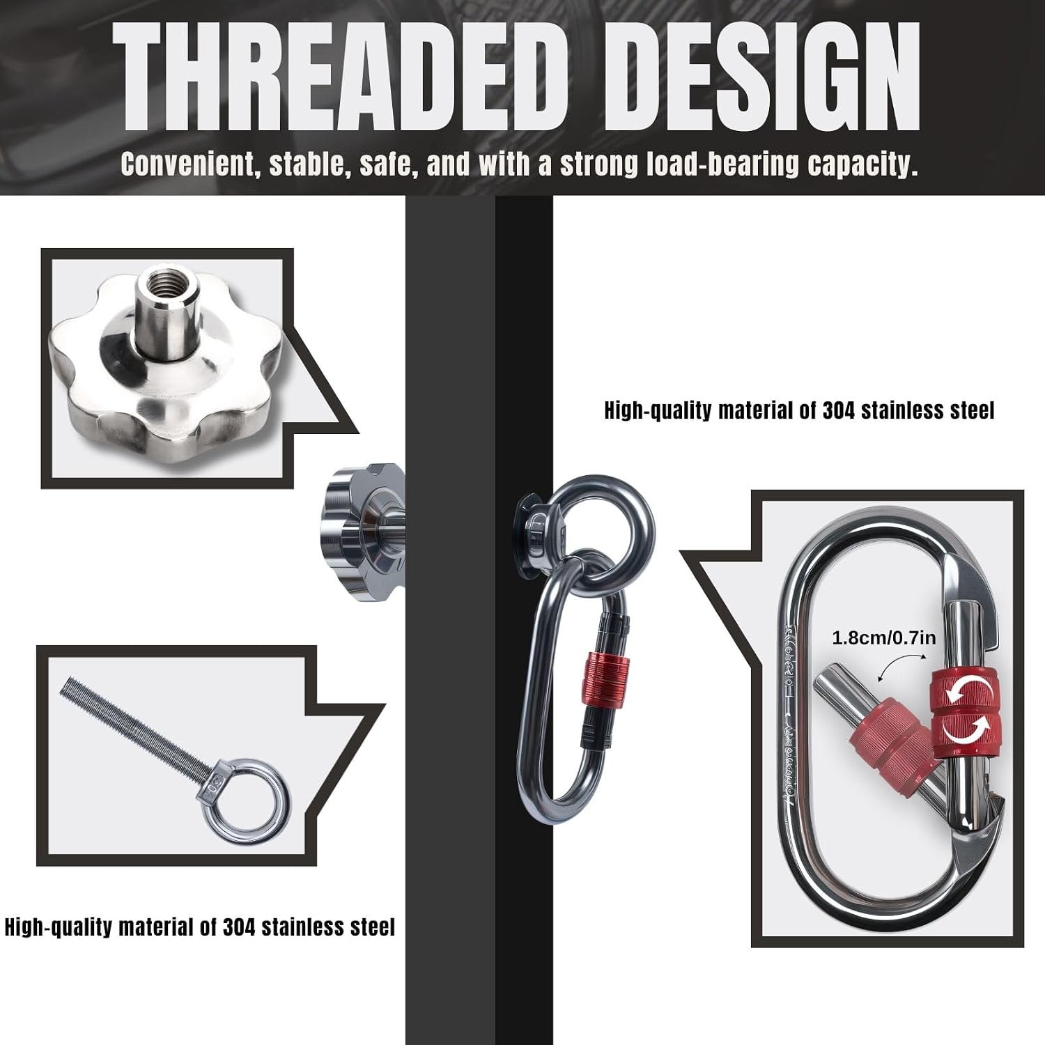 Squat Rack Attachments for Strength Training Equipment | Attachments for Power Cages & Squat Racks | Fits 2"x2" & 3"x3" Frames (1/2" & 1" Holes) | Ideal for Resistance Bands & TRX Training - Image 5