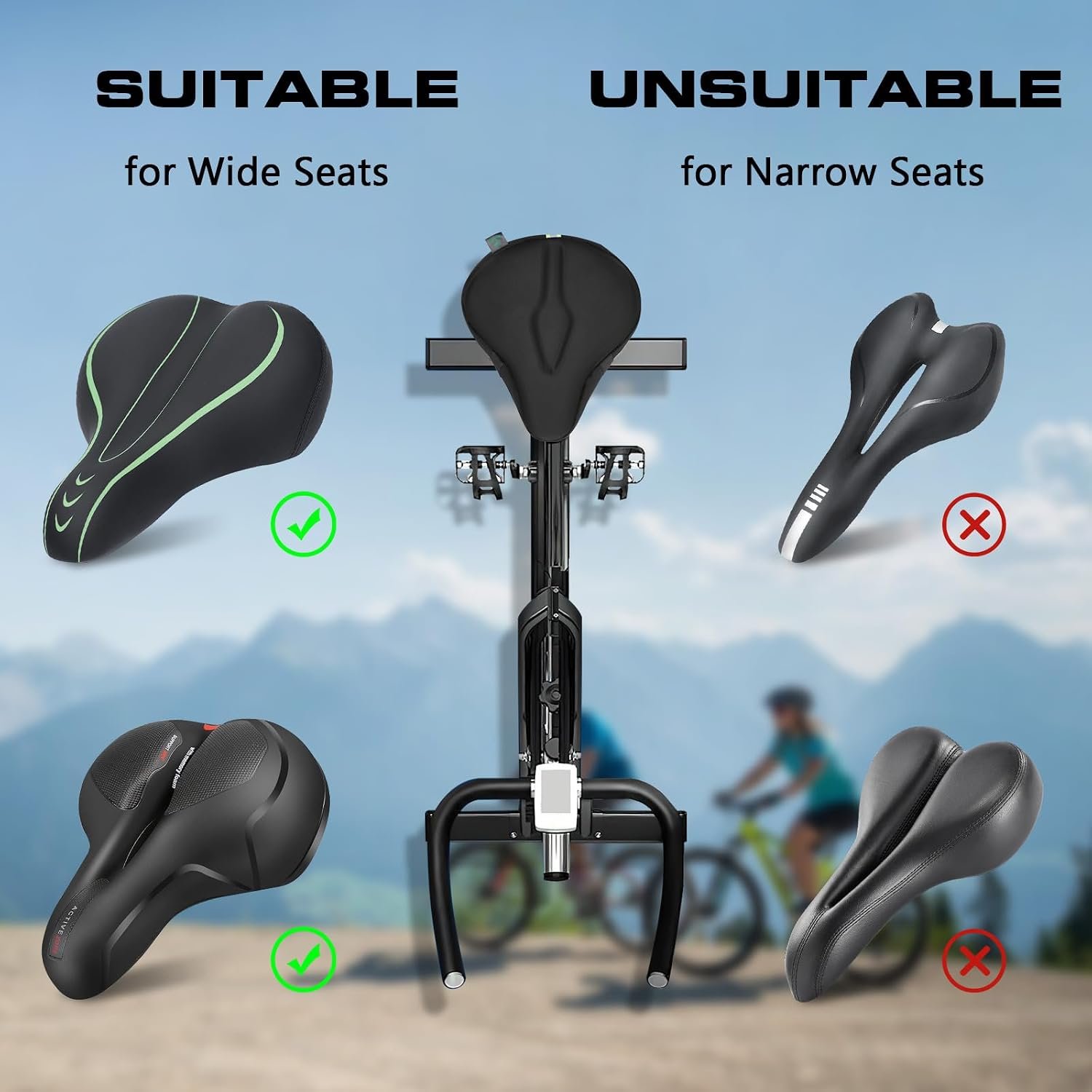 Zacro Bike Seat Cushion - Gel Padded Cover for Men Women Comfort, Extra Soft Exercise Bicycle Compatible with Peloton, Stationary or Cruiser Seats - Image 3