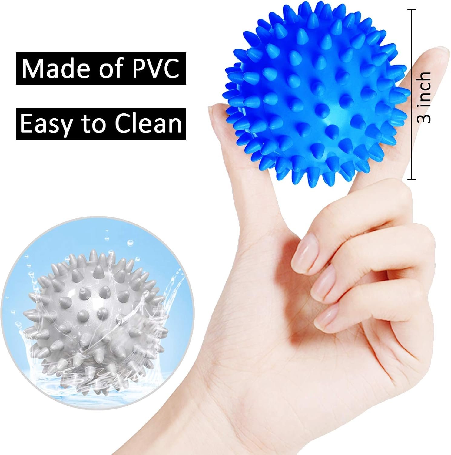 Benvo Spiky Massage Balls Pack of 3 Muscle Roller Lacrosse Balls for Plantar Fasciitis Back Shoulder Pain Relief Foot Muscles, Trigger Point Yoga, Deep Tissue, Stress Reflexology (Silver/Blue/Purple) - Image 2