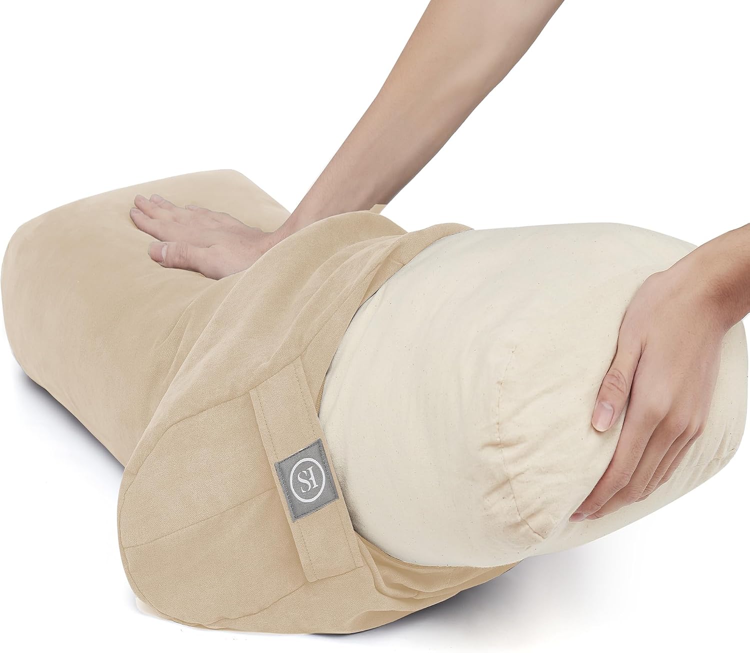Meditation Cushion Bolster Pillow for Restorative Yoga – Supportive Cushion for Meditation, Pilates, and Relaxation – Filled with Buckwheat Hulls - Removable Cover - Image 4