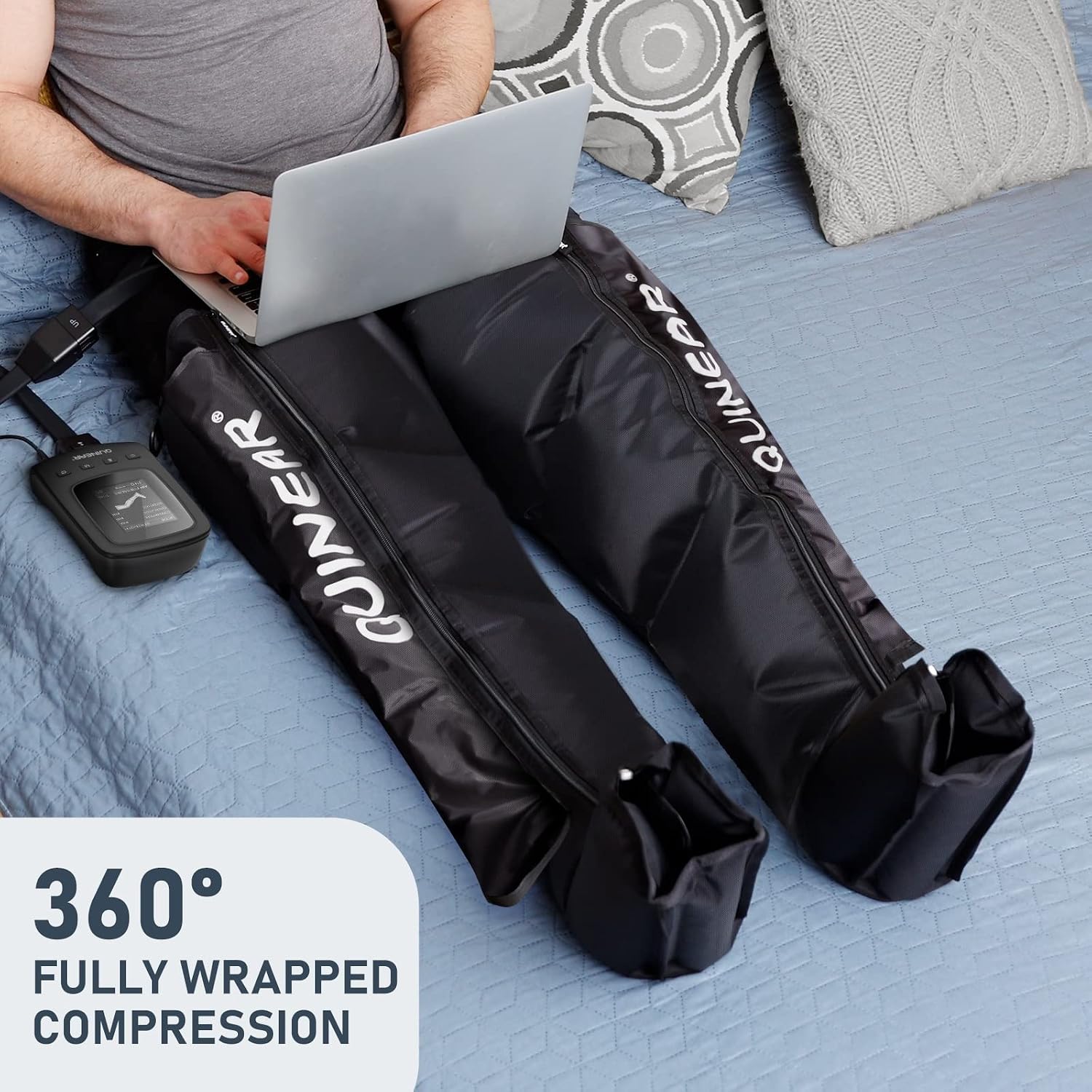 QUINEAR Leg Recovery Compression System for Athlete Post Workout, Professional Sequential Device for Massage Therapy, Foot and Leg Recovery Boots, Improve Circulation Reduce Muscle Soreness (Medium) - Image 3