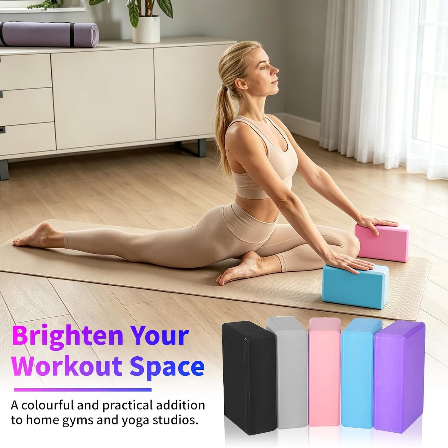 20 Pack Yoga Blocks and Pilates Ball Set, 10 Pack Non-Slip Foam Bricks (9x6x3) with 10 Pack 9 Inch Anti-Burst Mini Exercise Balls for Yoga, Stretching, Barre, Home Gym & Studio - Image 3