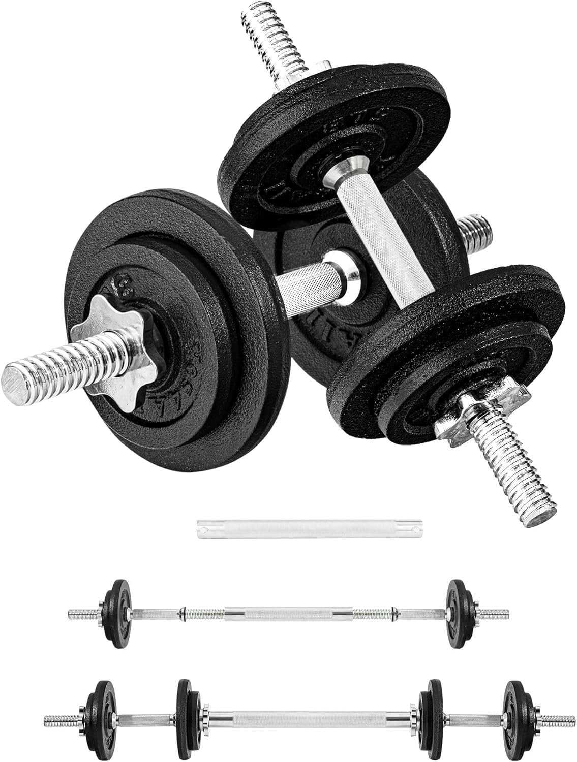 Yes4All Old School Adjustable Dumbbell Set with Weight Plates, Star Lock Collars/Connector, 40lbs to 200lbs Adjustable Weight Plates Set