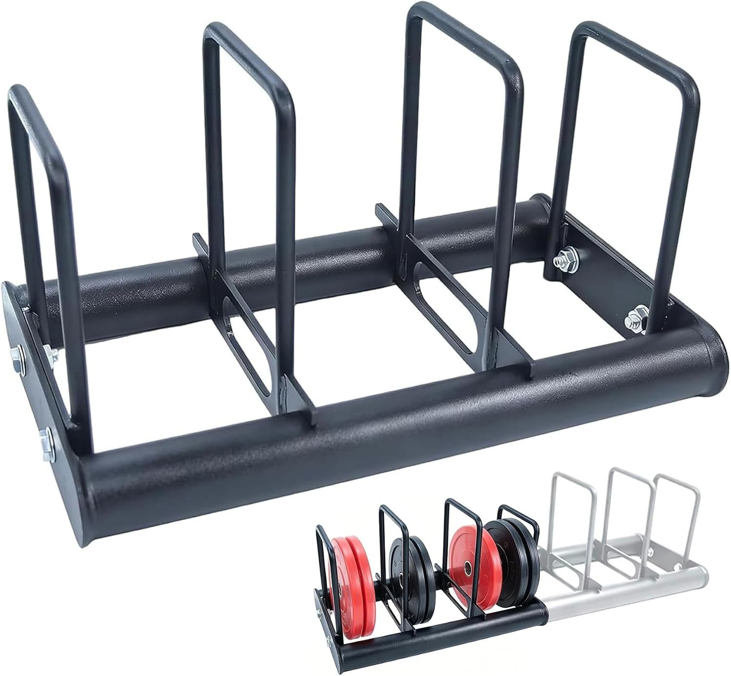 Weight Rack with Dividers 660 LBS Capacity Olympic Weight Plate Rack