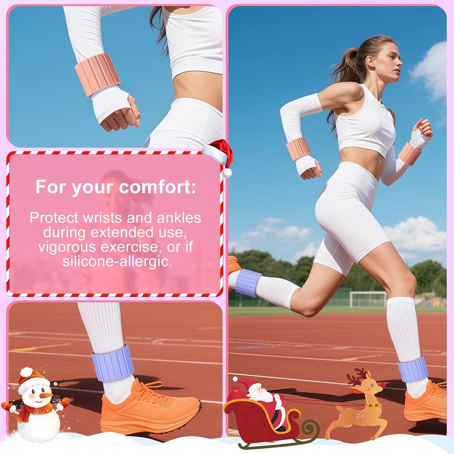 Wrist Weights, Ankle Weights for Women, 2 Pack (1.1LB Each)–Stackable Magnetic, Silicone (Waterproof), Non-Slip, Easy Wear, Adjustable (Men & Women), Ideal for Jogging/Yoga & More, Great Gift - Image 7