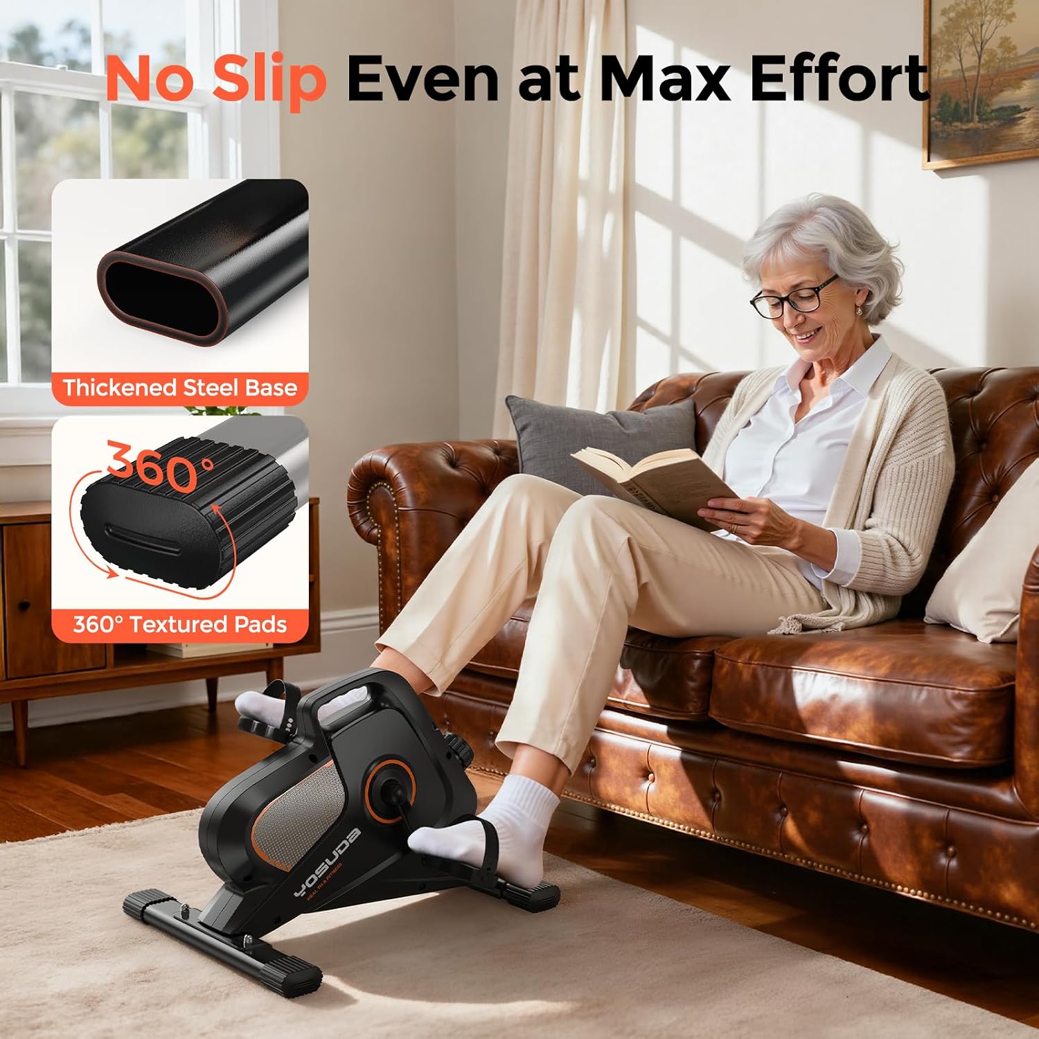 YOSUDA Under Desk Bike with 16-Level Magnetic Resistance & Bluetooth App - Image 3