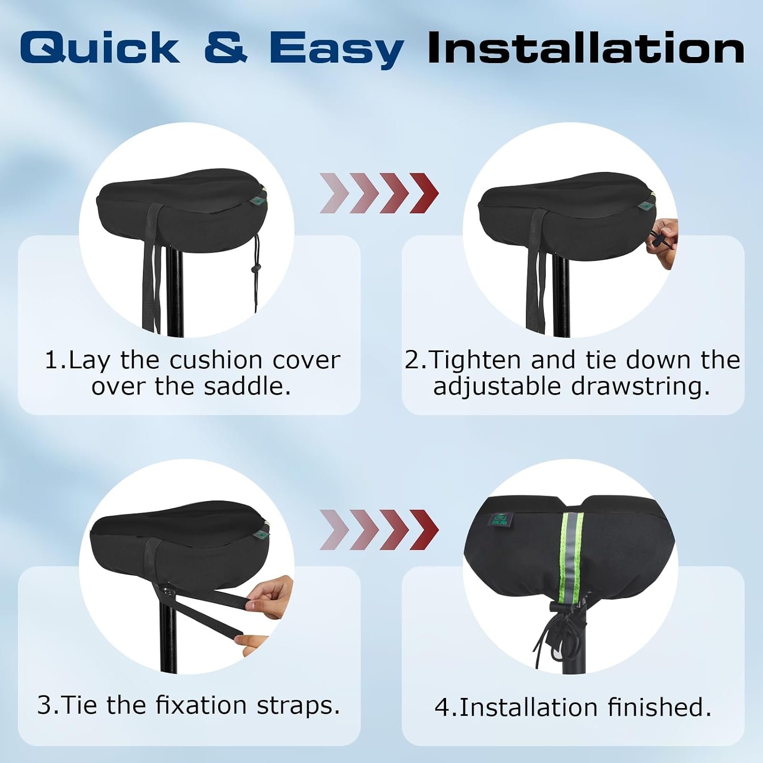 Zacro Bike Seat Cushion - Gel Padded Cover for Men Women Comfort, Extra Soft Exercise Bicycle Compatible with Peloton, Stationary or Cruiser Seats - Image 4