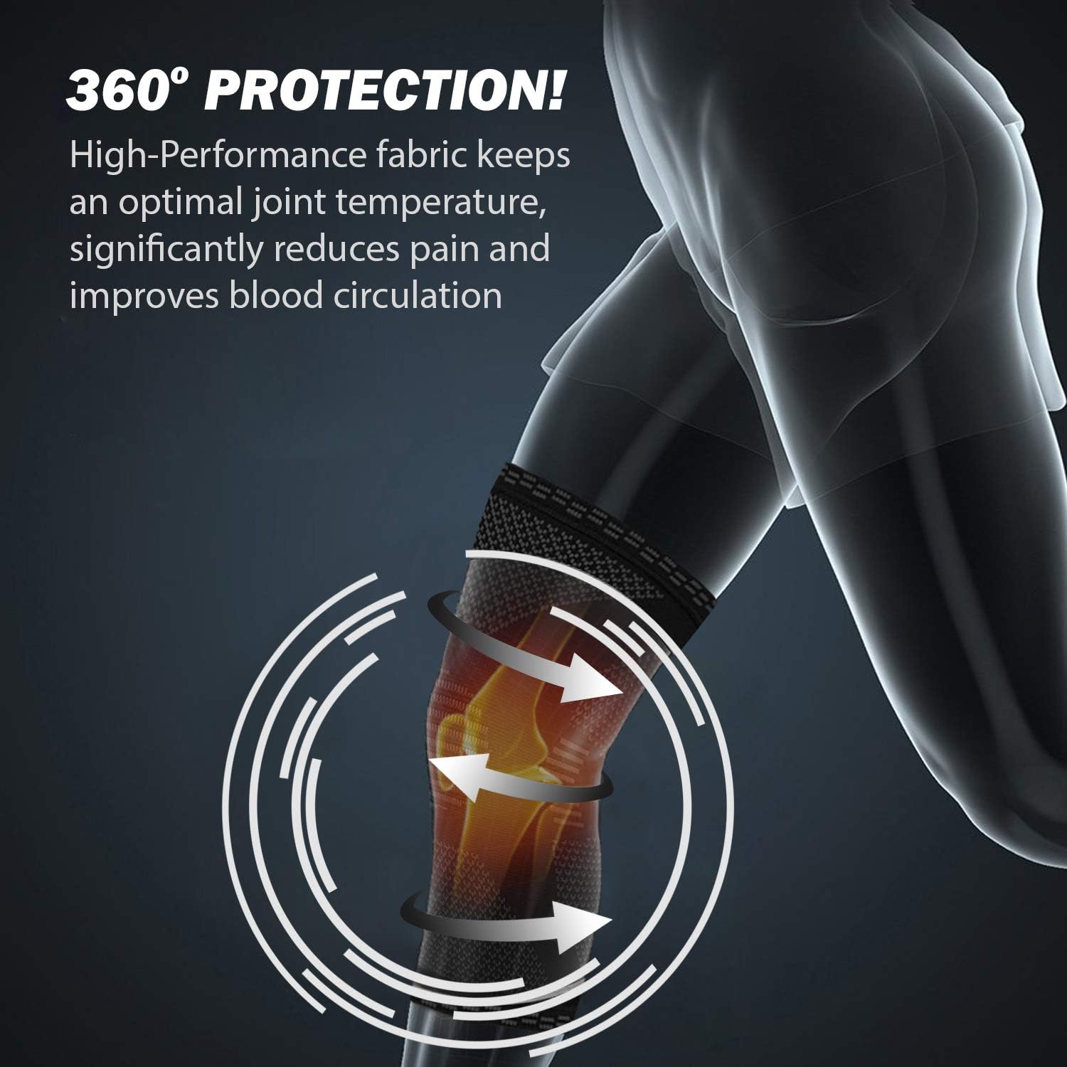 POWERLIX Knee Compression Sleeve - Best Knee Brace for Men & Women – Knee Support for Running, Basketball, Weightlifting, Gym, Workout, Sports, (Black, Large) - Image 2
