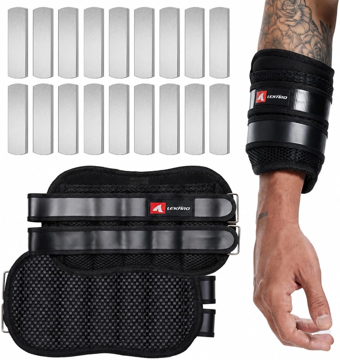 Adjustable Wrist Weights 2.2 to 6.6LB Removable Steel Plates Pair