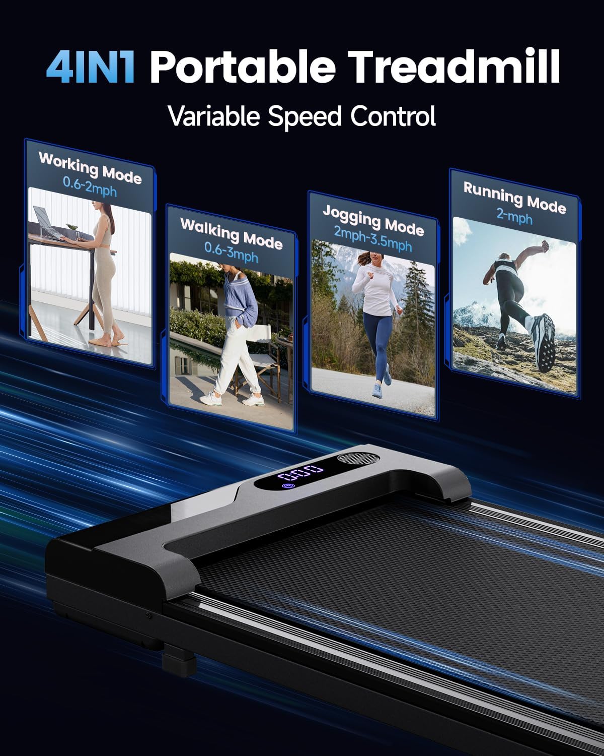 Walking Pad Treadmill for Home - Under Desk Treadmills Portable Mini Compact Walk Pads for Small Spaces Office Indoor Apartment Floor Flat Running Machine with Remote Quiet Lightweight - Image 4