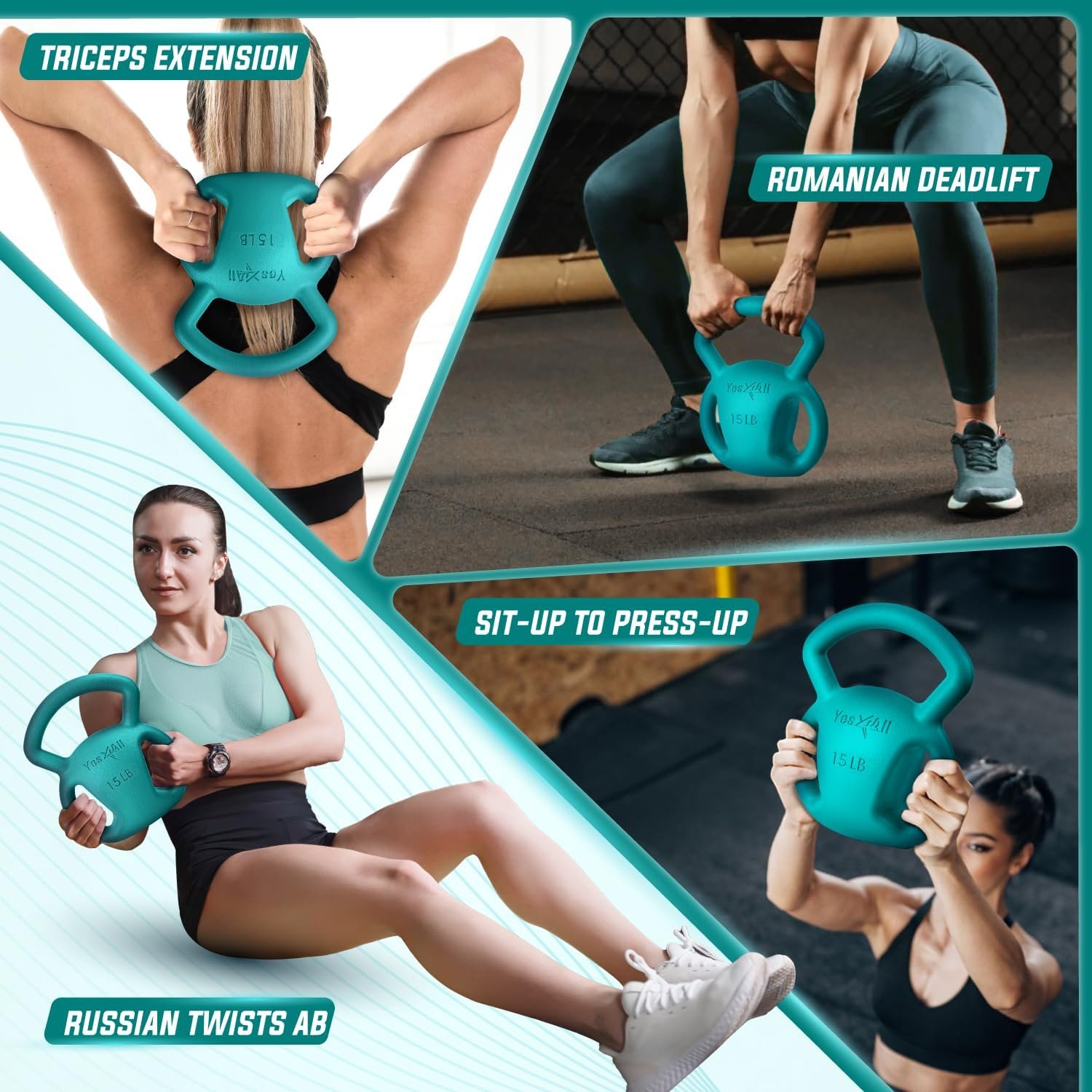 Yes4All 3-Handle Kettlebell, Strength Training Kettlebells for Home Gym - Image 4