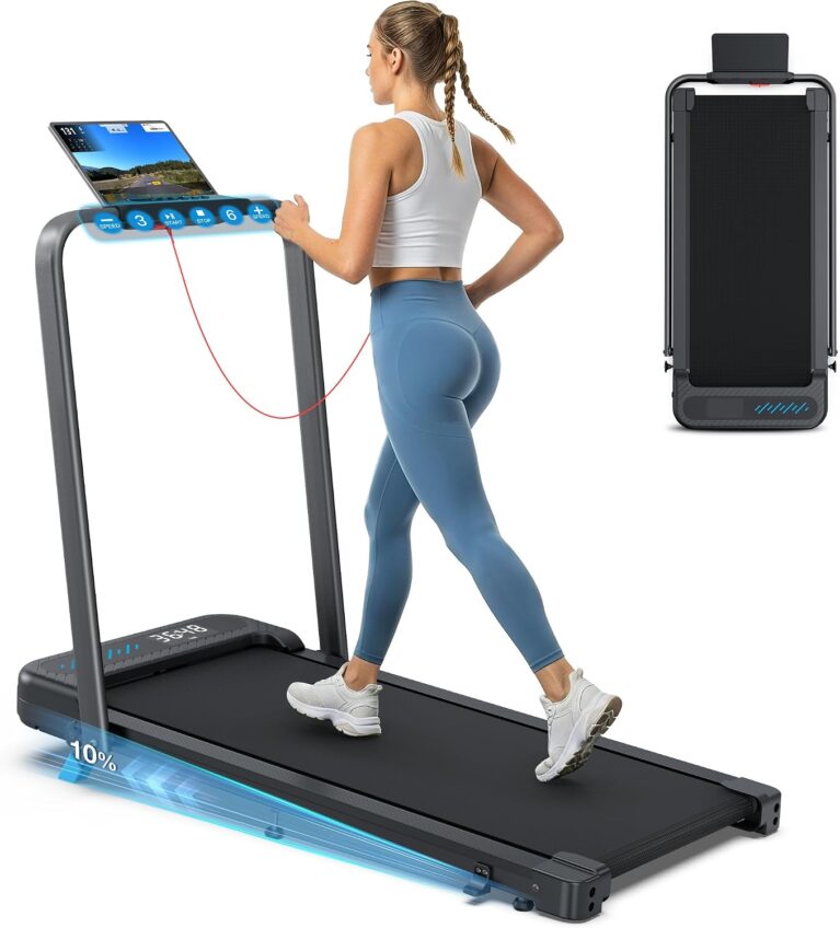WELLFIT Folding Treadmill for Home, Walking Pad with Incline and Handle Bar