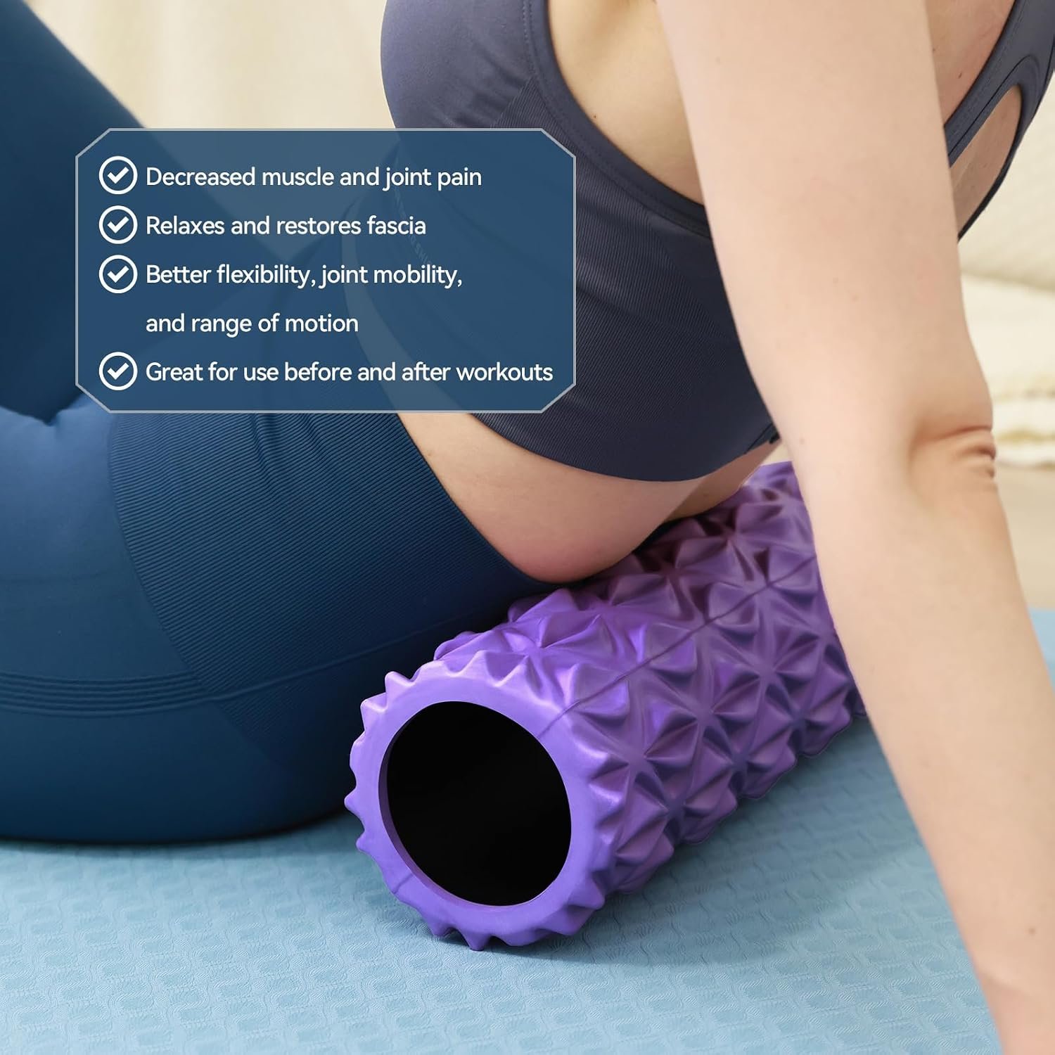 Foam Roller, 15 inch High Density Massage Roller for Exercise - Image 4