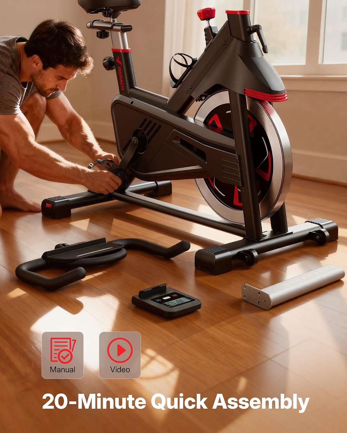 MERACH Magnetic Exercise Bike, Heavy Duty Stationary Bike for Home Gym - Image 6