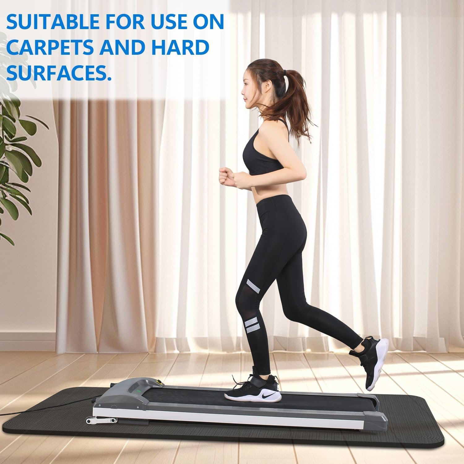Treadmill Mat,Bike Mat,Stationary Bike Mat,Foldable Treadmill Mat for Hardwood Floors,Under Exercise Bike Trainer Pad for Indoor Gym Equipment Hardwood Floor Carpet Protector - Image 4
