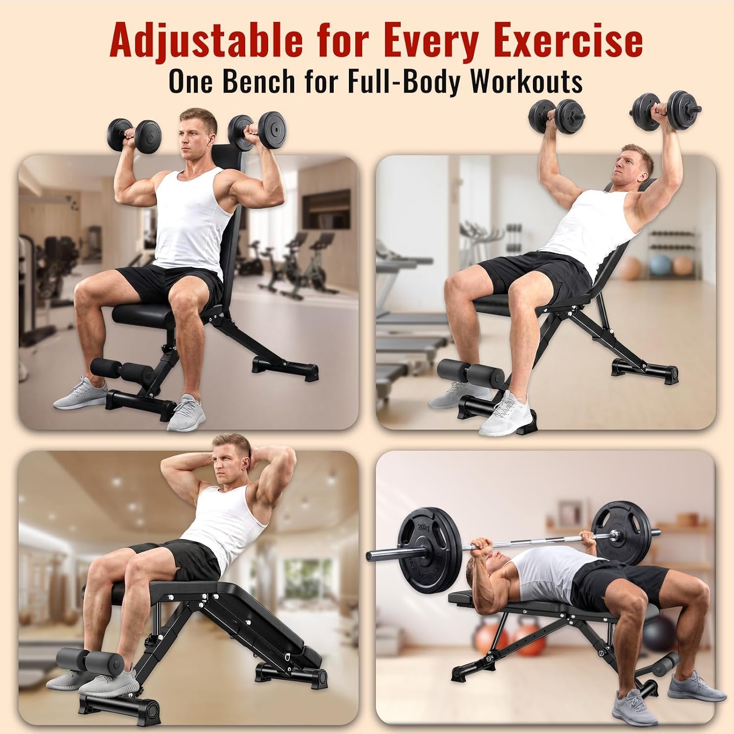 HEROGIFT Adjustable Weight Bench, 600 LB Capacity with Headrest - Image 9