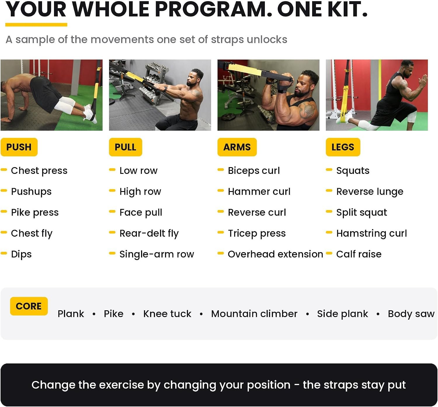 Grahams Club Suspension Trainer Kit, Bodyweight Resistance Training Straps with Door Anchor, Extension Strap and Carry Bag, Full Body Home Gym Workout Equipment for Men and Women, Calisthenics Straps - Image 8