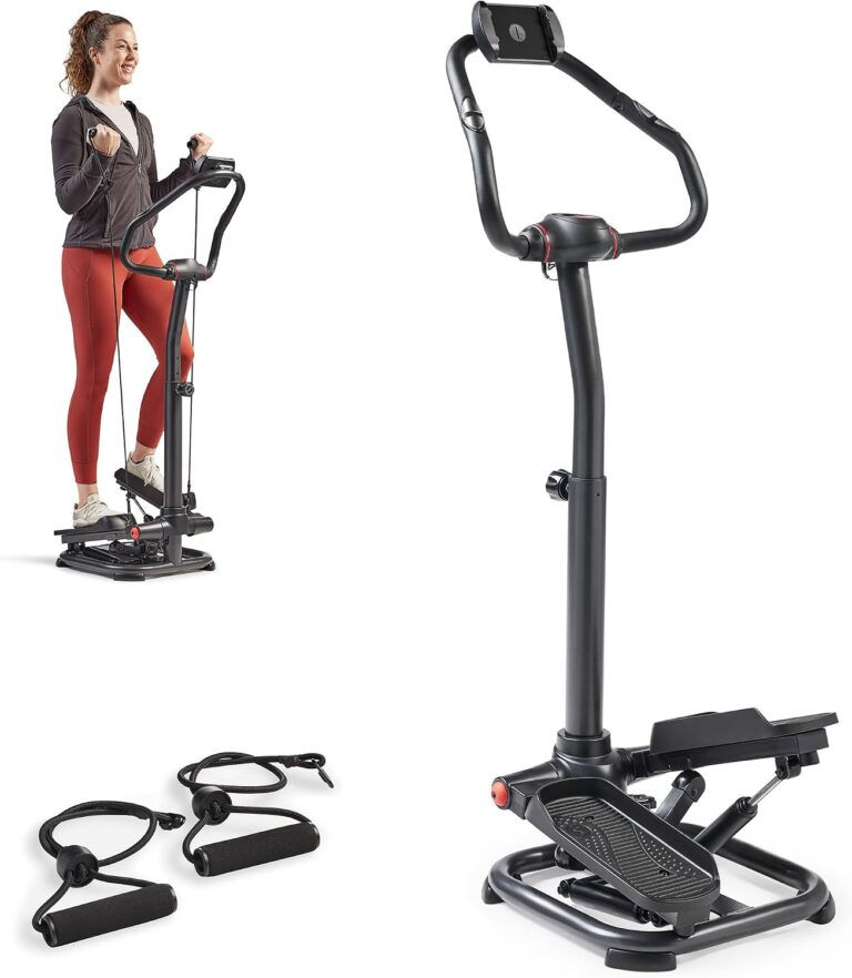 Sunny Health & Fitness Smart Power Stepper with Resistance Bands for Cardio