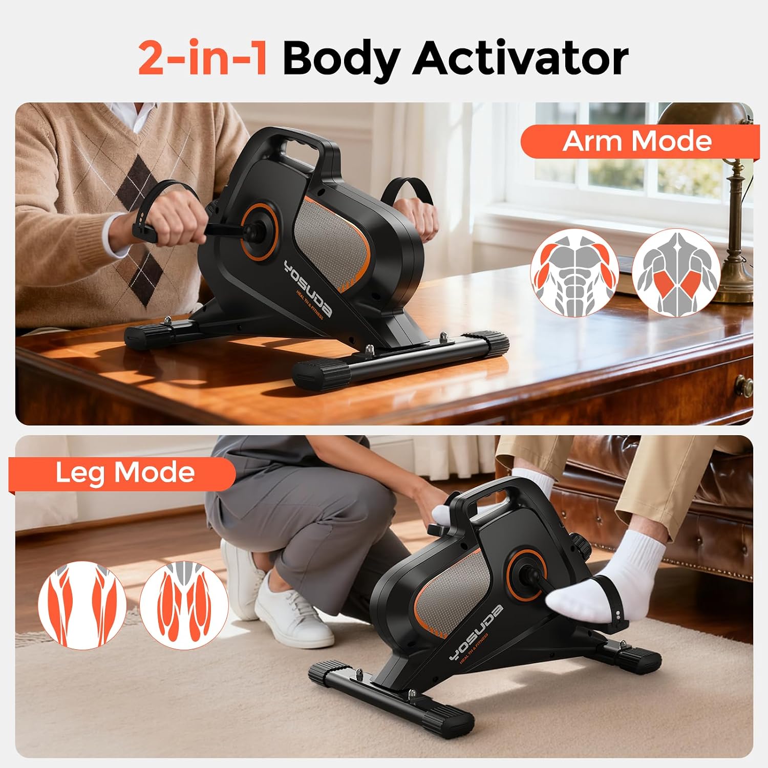 YOSUDA Under Desk Bike with 16-Level Magnetic Resistance & Bluetooth App - Image 2