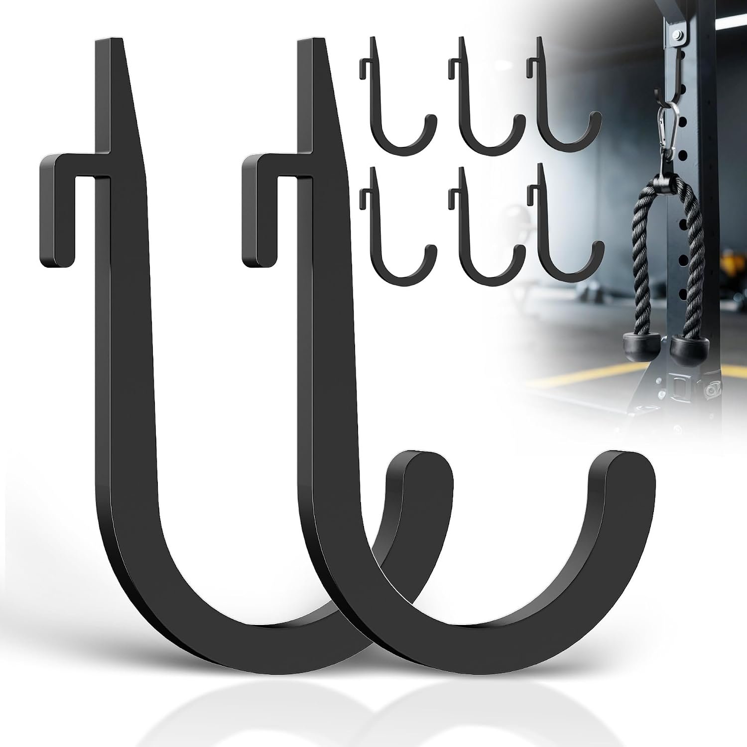 6PCS Squat Rack Hooks, Power Rack Attachments for Home Gym Storage