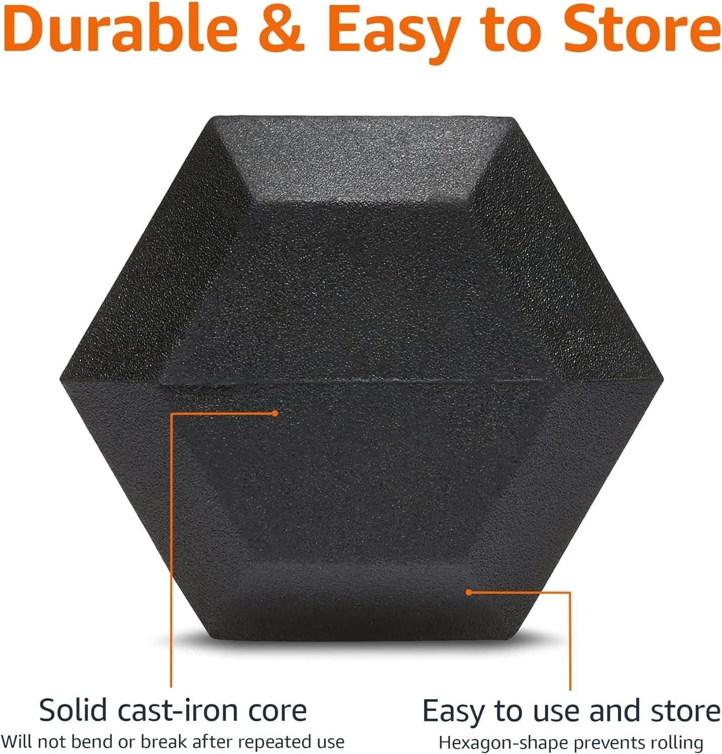 Amazon Basics Rubber Hex Dumbbell Hand Weight - Image 3
