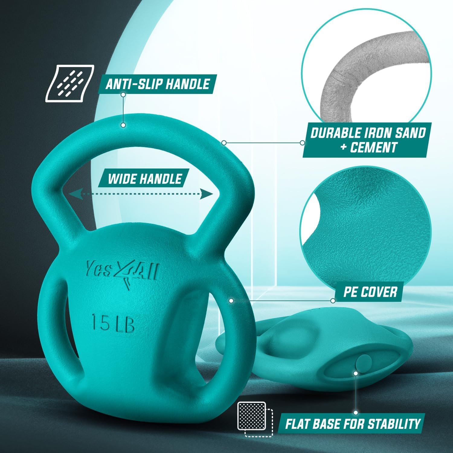 Yes4All 3-Handle Kettlebell, Strength Training Kettlebells for Home Gym - Image 5