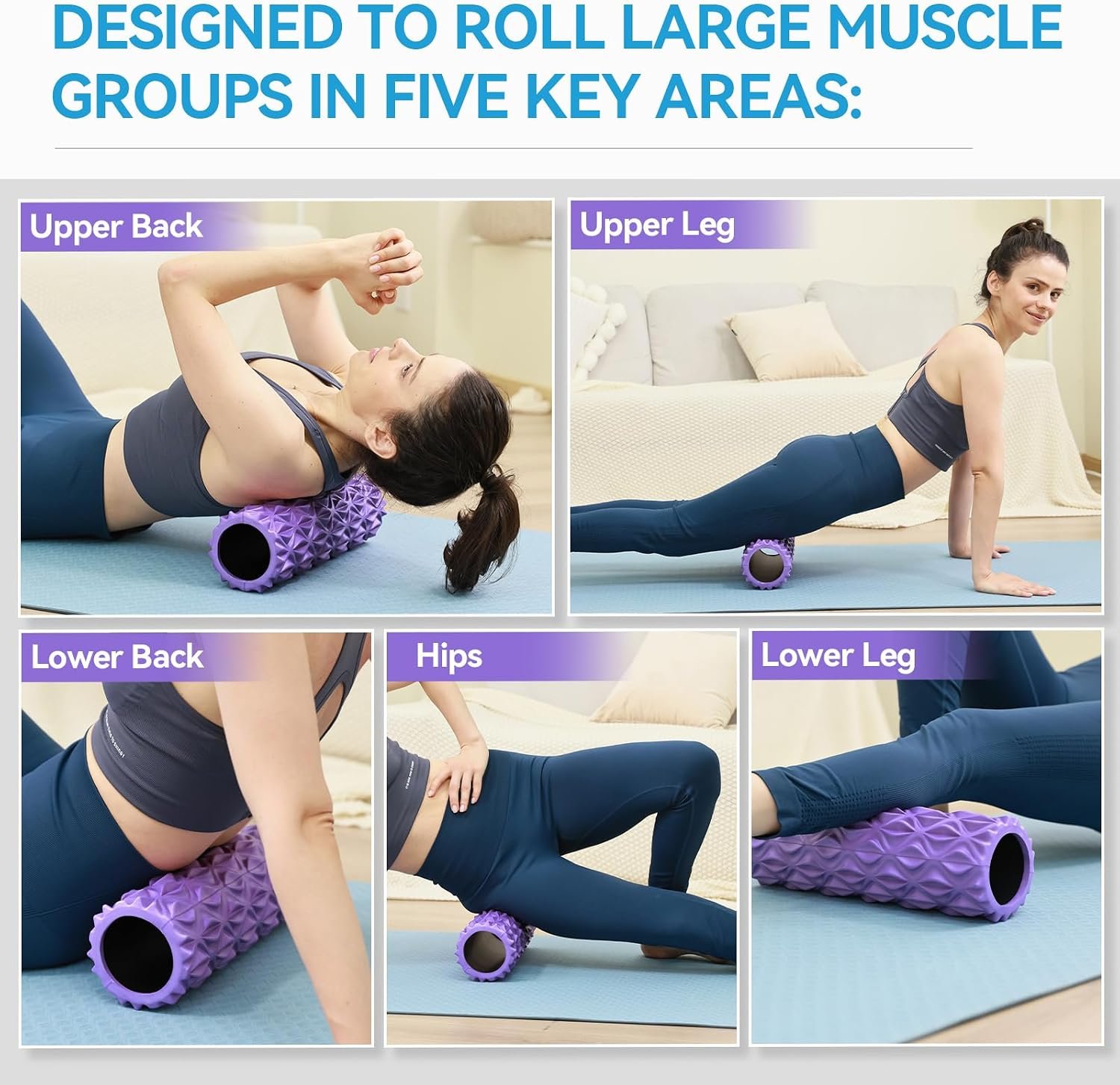 Foam Roller, 15 inch High Density Massage Roller for Exercise - Image 5