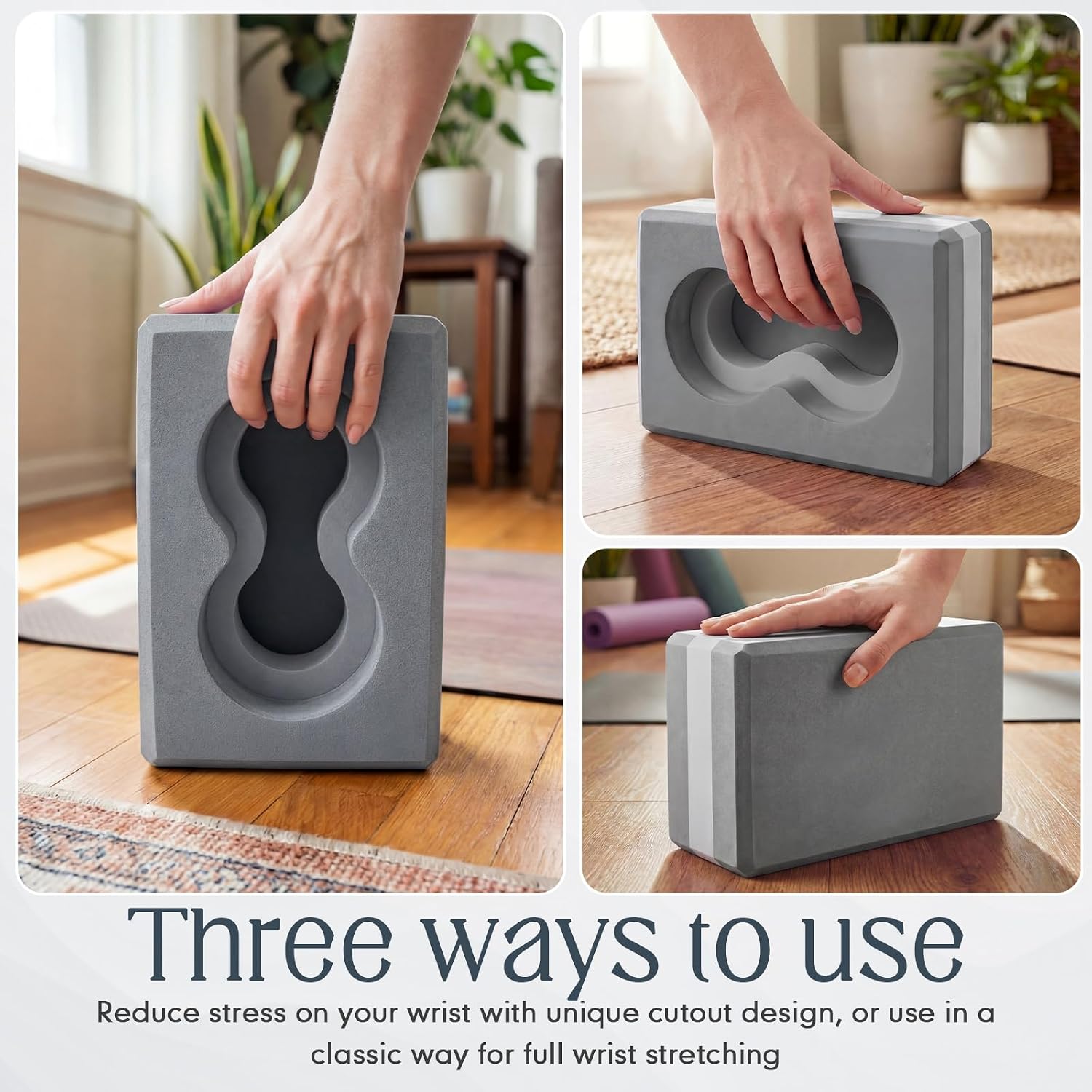 Yoga Blocks 2 Pack for Wrist Relief,Yoga Block with Knee Pads Strap - Image 4