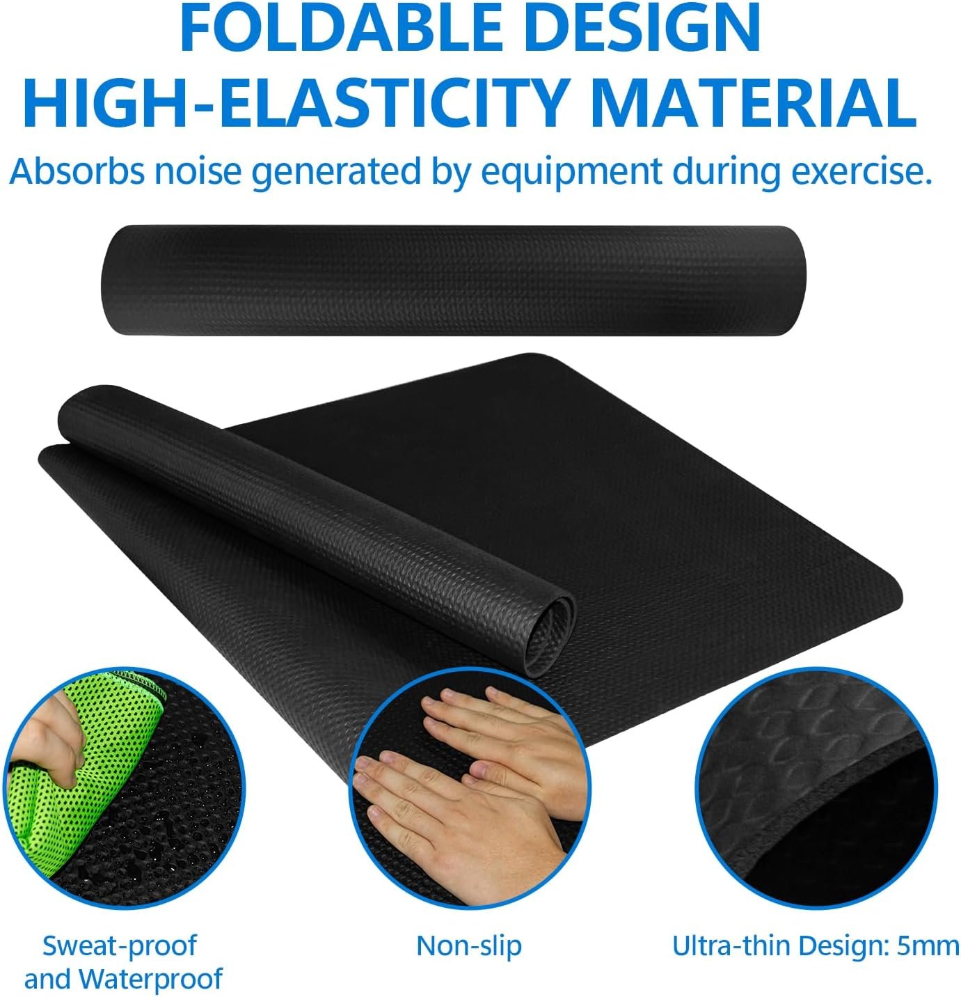 Treadmill Mat,Bike Mat,Stationary Bike Mat,Foldable Treadmill Mat for Hardwood Floors,Under Exercise Bike Trainer Pad for Indoor Gym Equipment Hardwood Floor Carpet Protector - Image 3