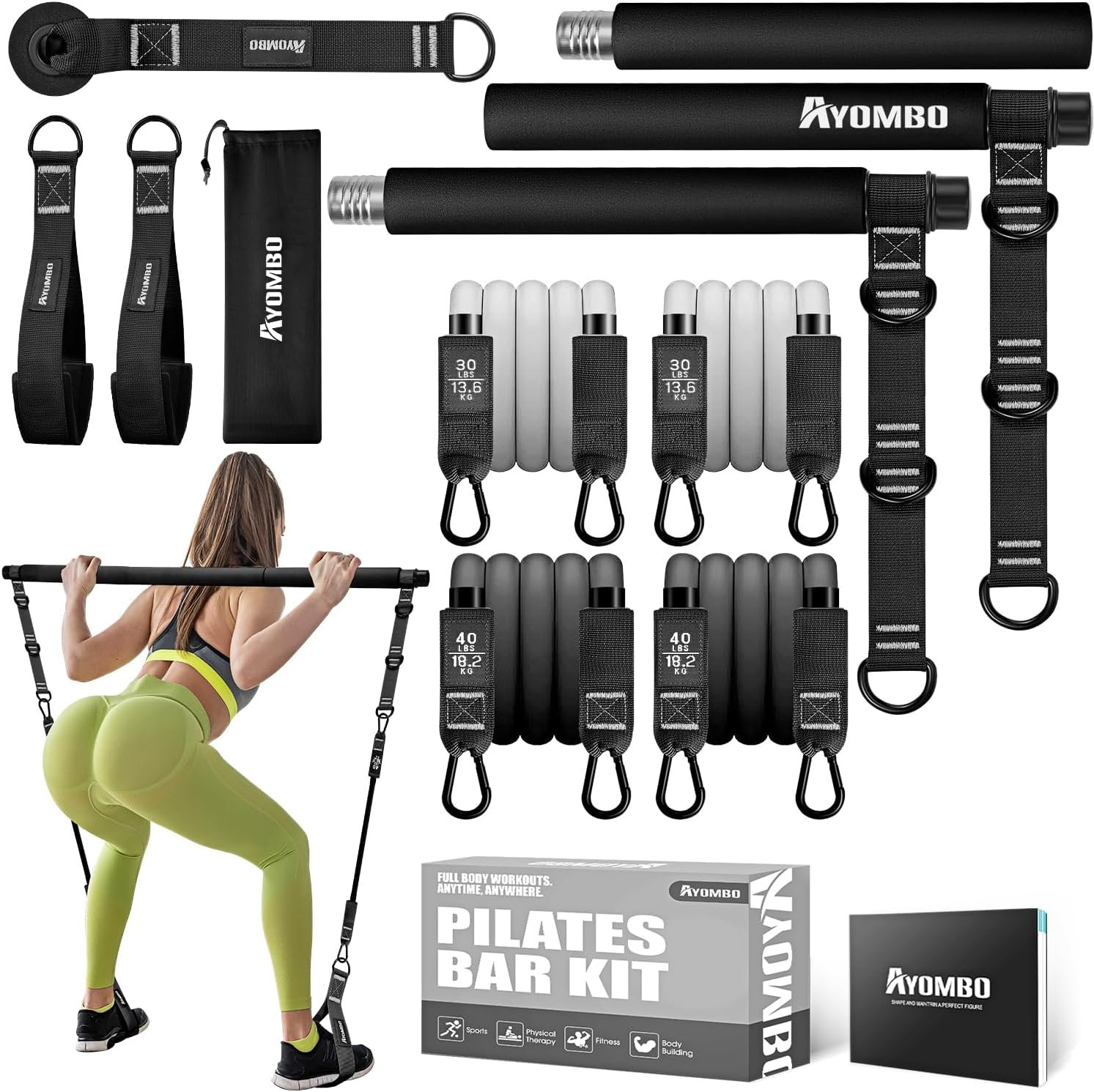 Ayombo Pilates Bar Kit with Resista...