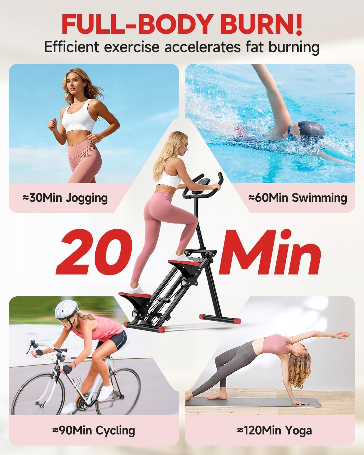 Stair Stepper for Home, 3-Level Resistance with Non-Slip Pedals & LCD - Image 3