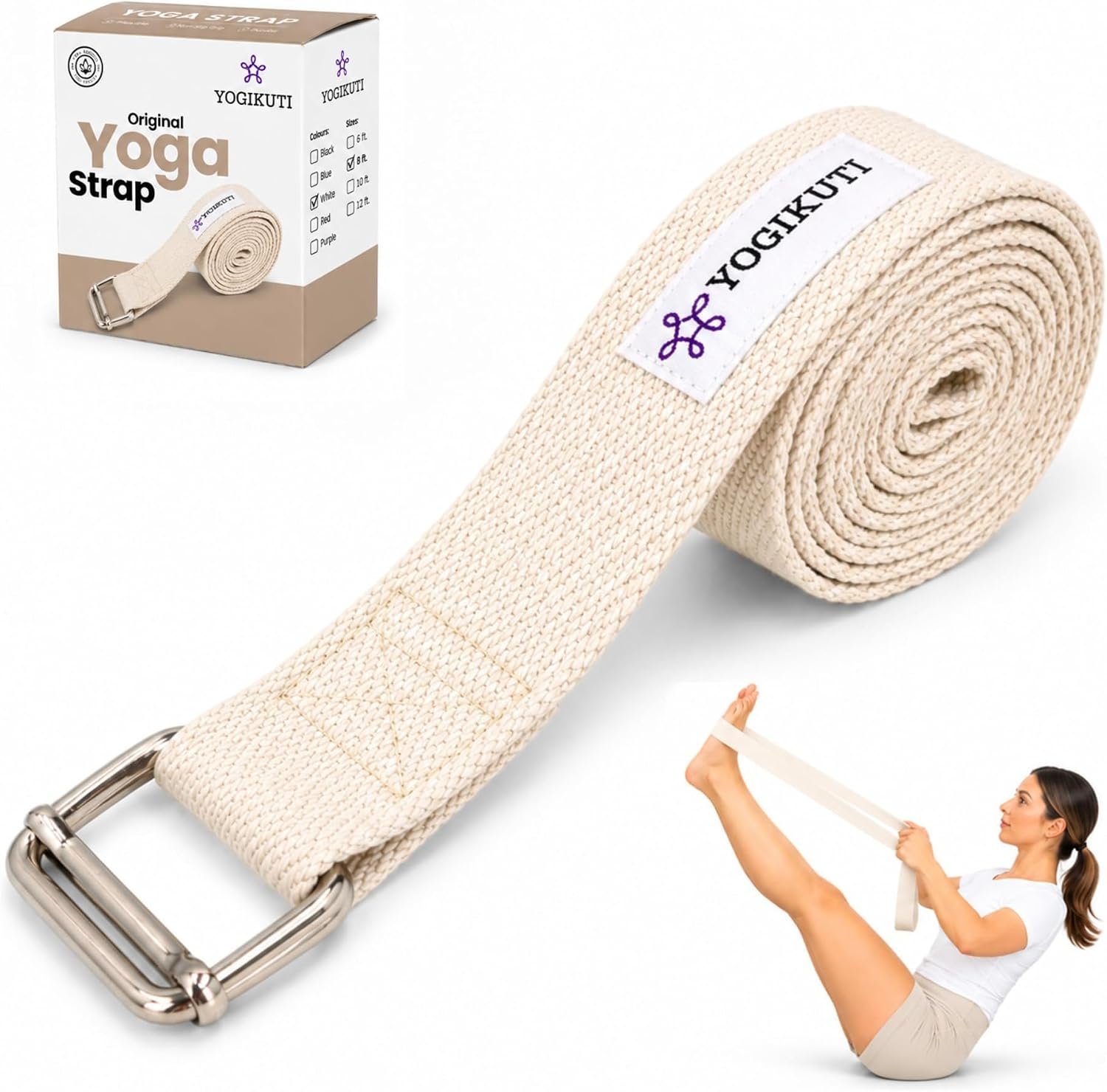 Yogikuti Premium Cotton Yoga Strap ...