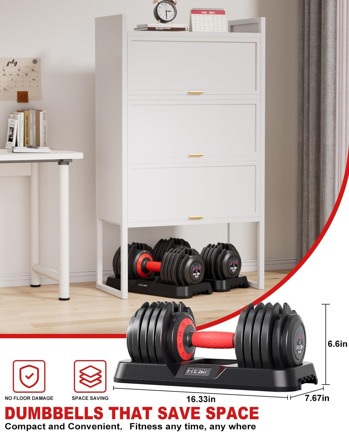 Adjustable Dumbbell Set, 10-in-1 25LB/50LB/90LB Ajustable Dumbbells with Safe Locking System, Enclosed Storage Tray, 1 Sec Fast Adjustment, Comfortable Non-Slip Textured Grip, Suitable for Home Gym Workouts Men and Women - Image 11