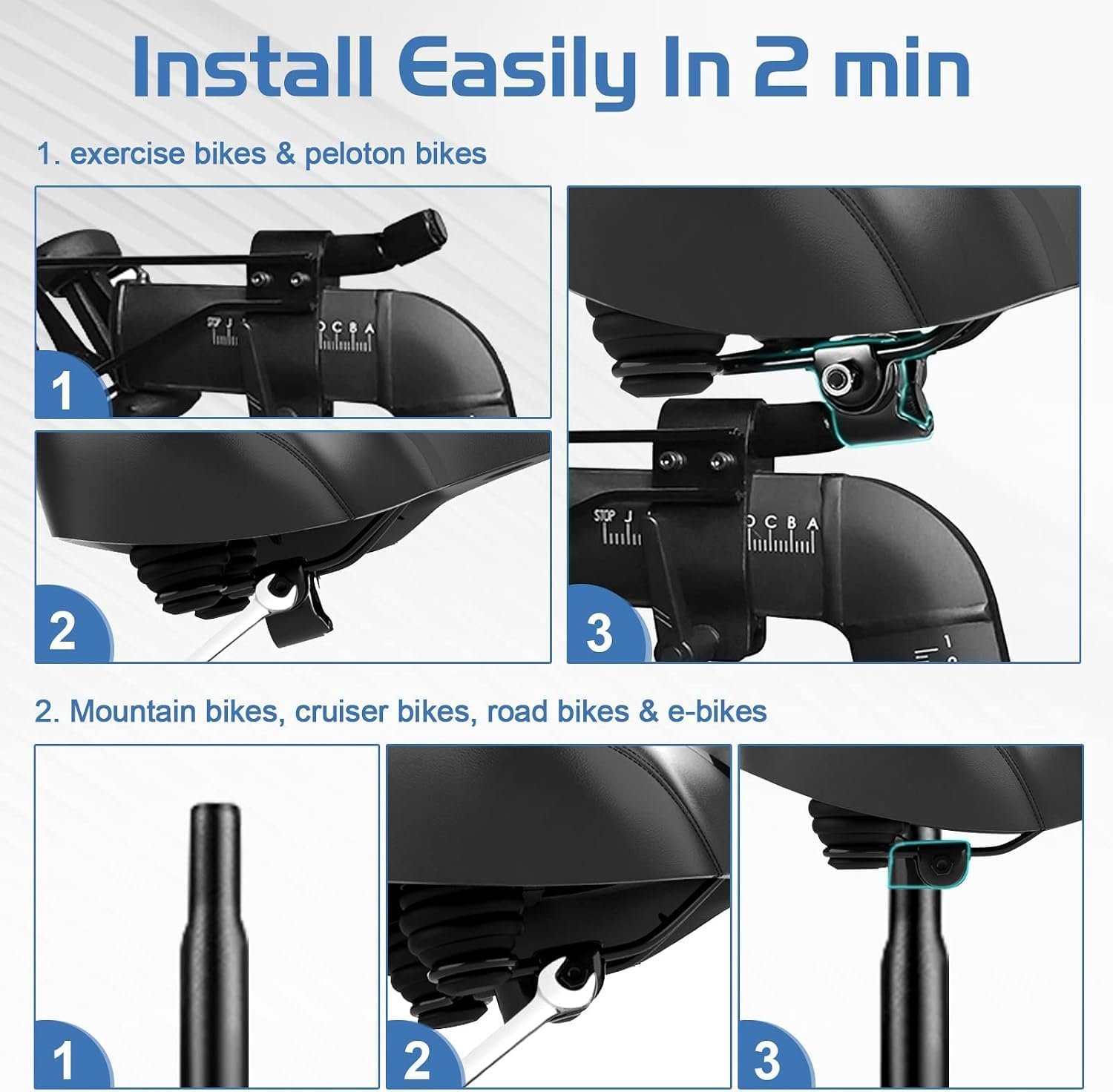Bicycle Seat, Bike Seat for Women Men Extra Comfort Wide, Oversized Comfortable Seats Saddle for Peloton Bikes, Fit for Exercise Bikes, Electric Bikes, Mountain Bikes, Cruiser Bikes - Image 10