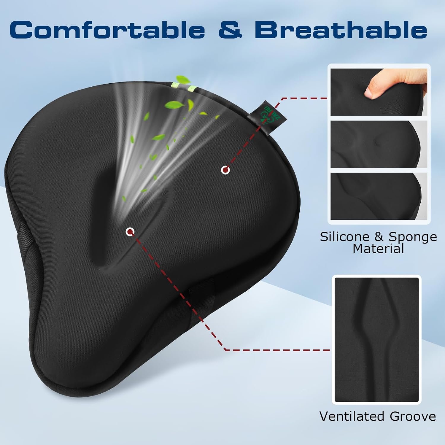 Zacro Bike Seat Cushion - Gel Padded Cover for Men Women Comfort, Extra Soft Exercise Bicycle Compatible with Peloton, Stationary or Cruiser Seats - Image 8