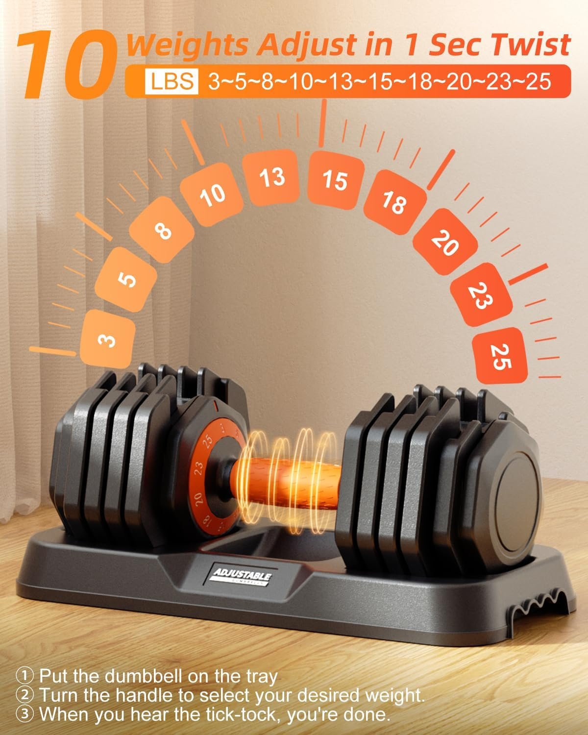 Adjustable Dumbbell Set 25lb/50lb, 10 in1 Adjustable Dumbbells for Home Gym - Image 9