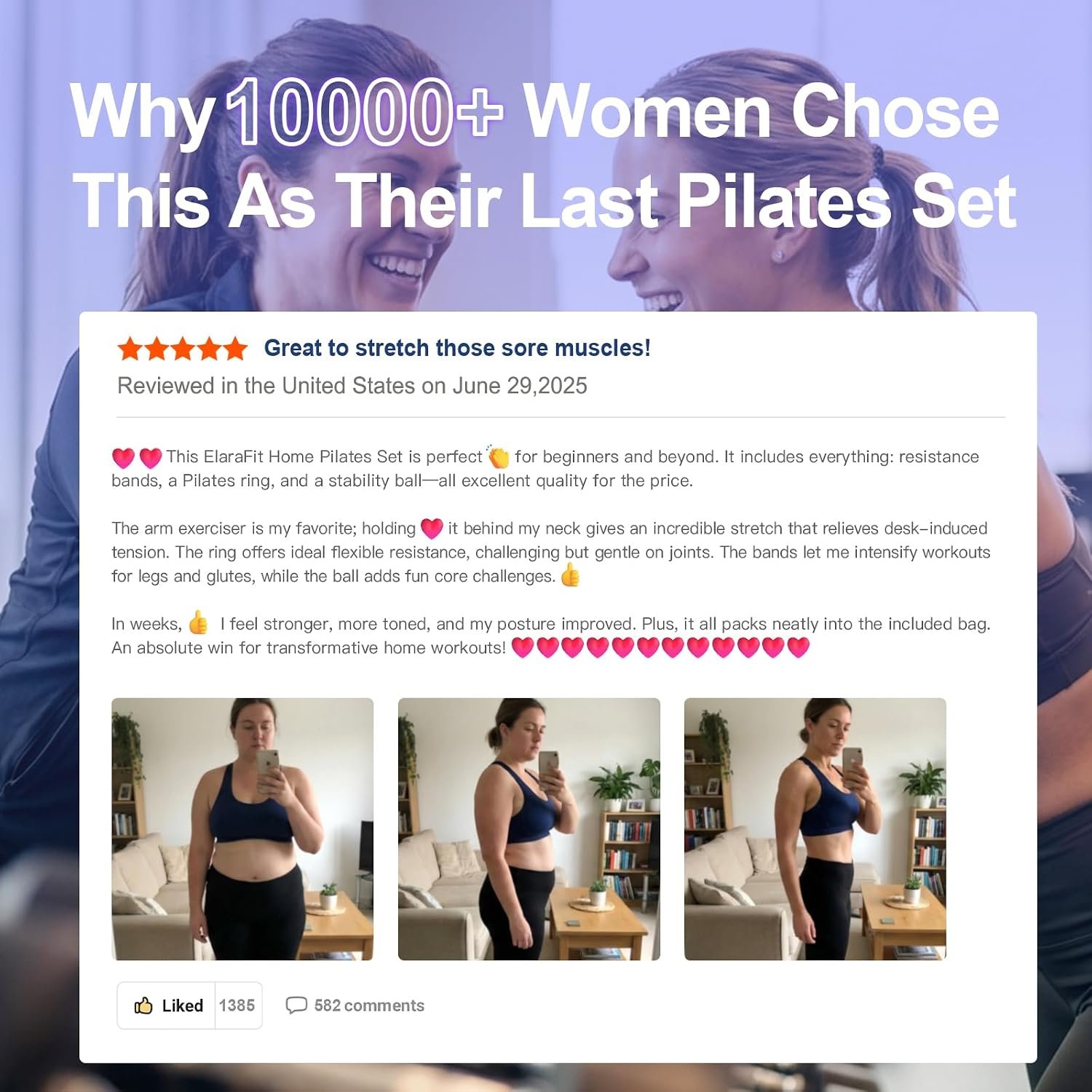 Home Pilates Ring and Ball Set for Women with 5 Resistance Bands 13 inch Magic Circle Workout Starter Kit for Beginners Full Body Toning 15 Min Daily Routine - Image 7