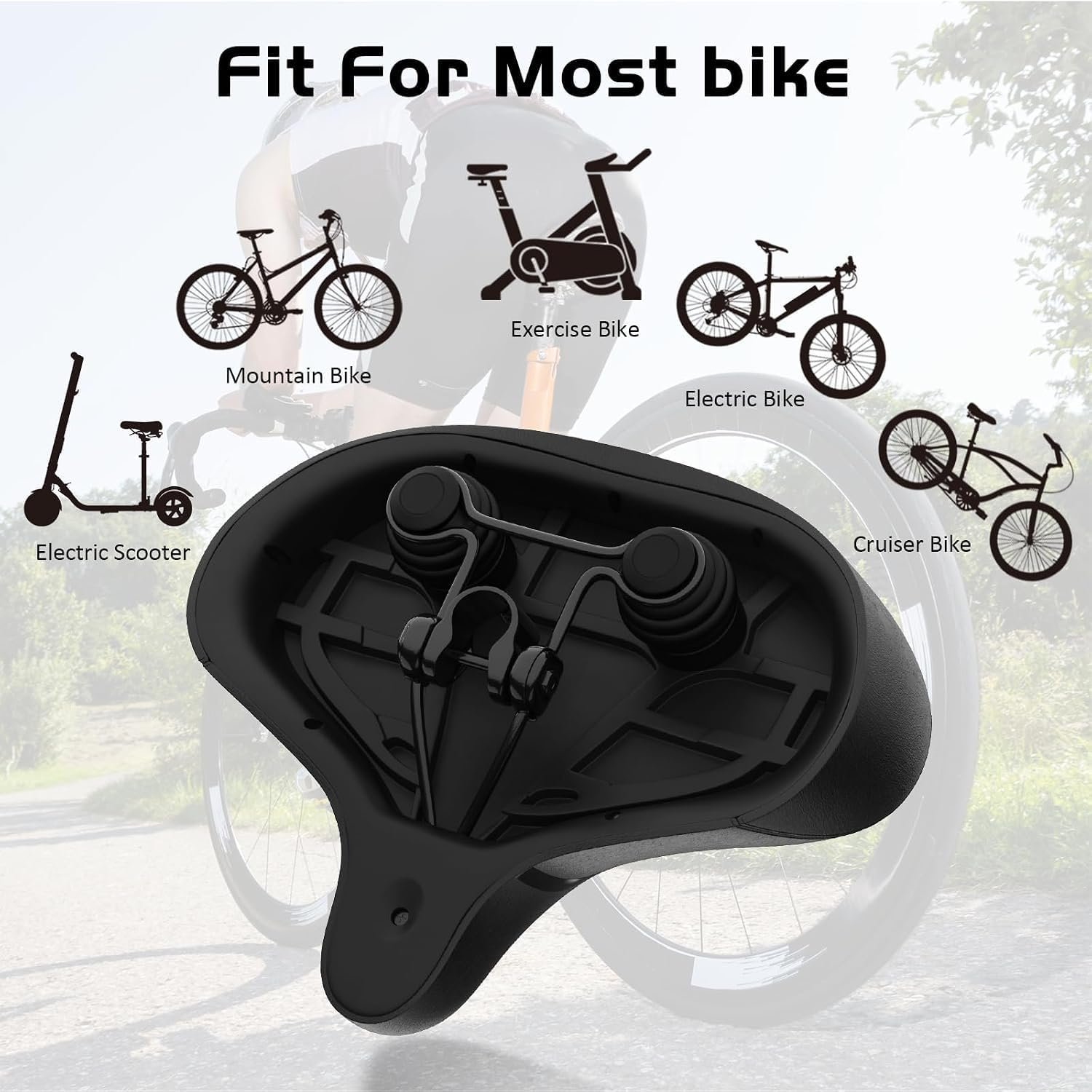Bicycle Seat, Bike Seat for Women Men Extra Comfort Wide, Oversized Comfortable Seats Saddle for Peloton Bikes, Fit for Exercise Bikes, Electric Bikes, Mountain Bikes, Cruiser Bikes - Image 12