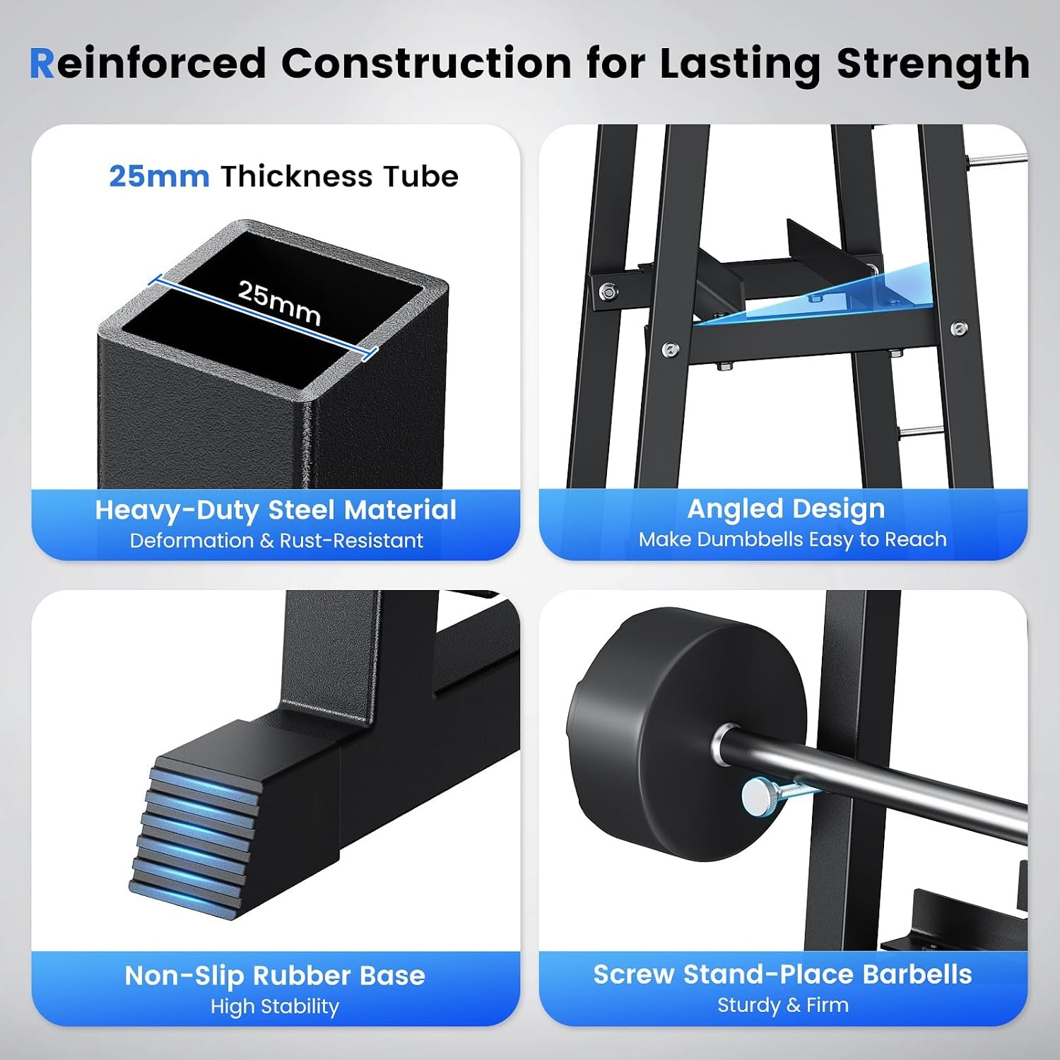 3 Tier Adjustable Dumbbell Rack, 1300LB Capacity Heavy Duty Weight Rack for Home Gym, Space-Saving Steel Kettlebell Rack for Dumbbells, Kettlebells, Barbells & Weight Plates (Rack Only) - Image 9