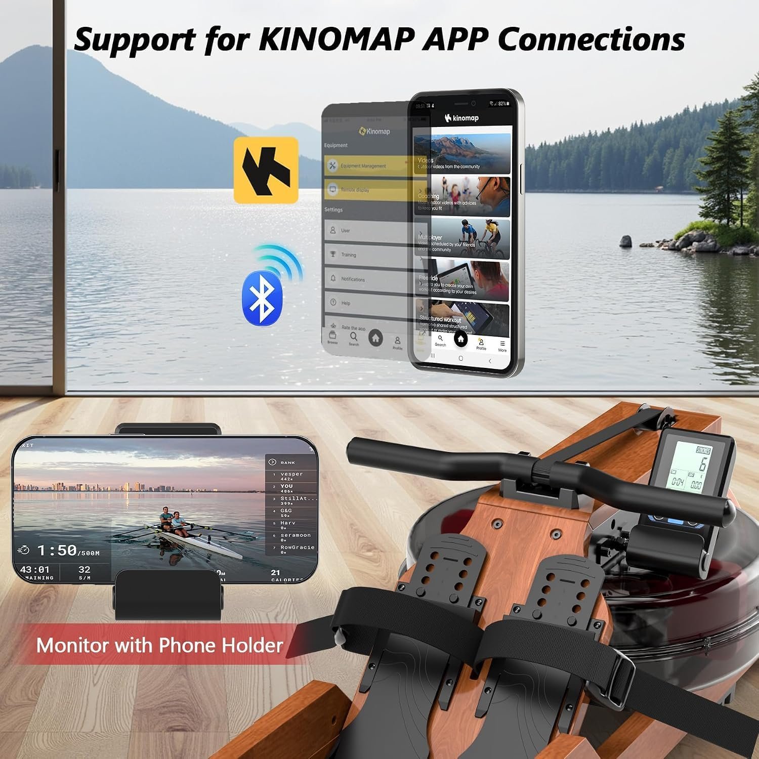 Wenoker Water Rowing Machine, Foldable Saving,Immersive Water Rower - Image 6
