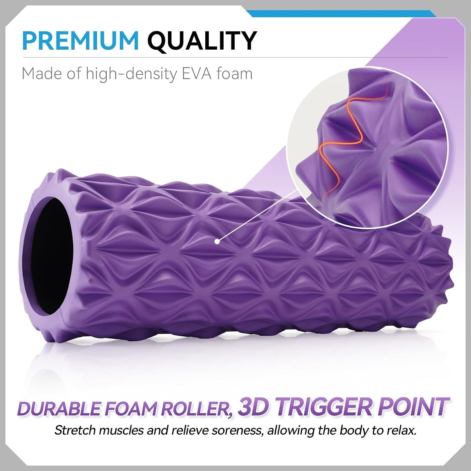 Foam Roller, 15 inch High Density Massage Roller for Exercise - Image 3