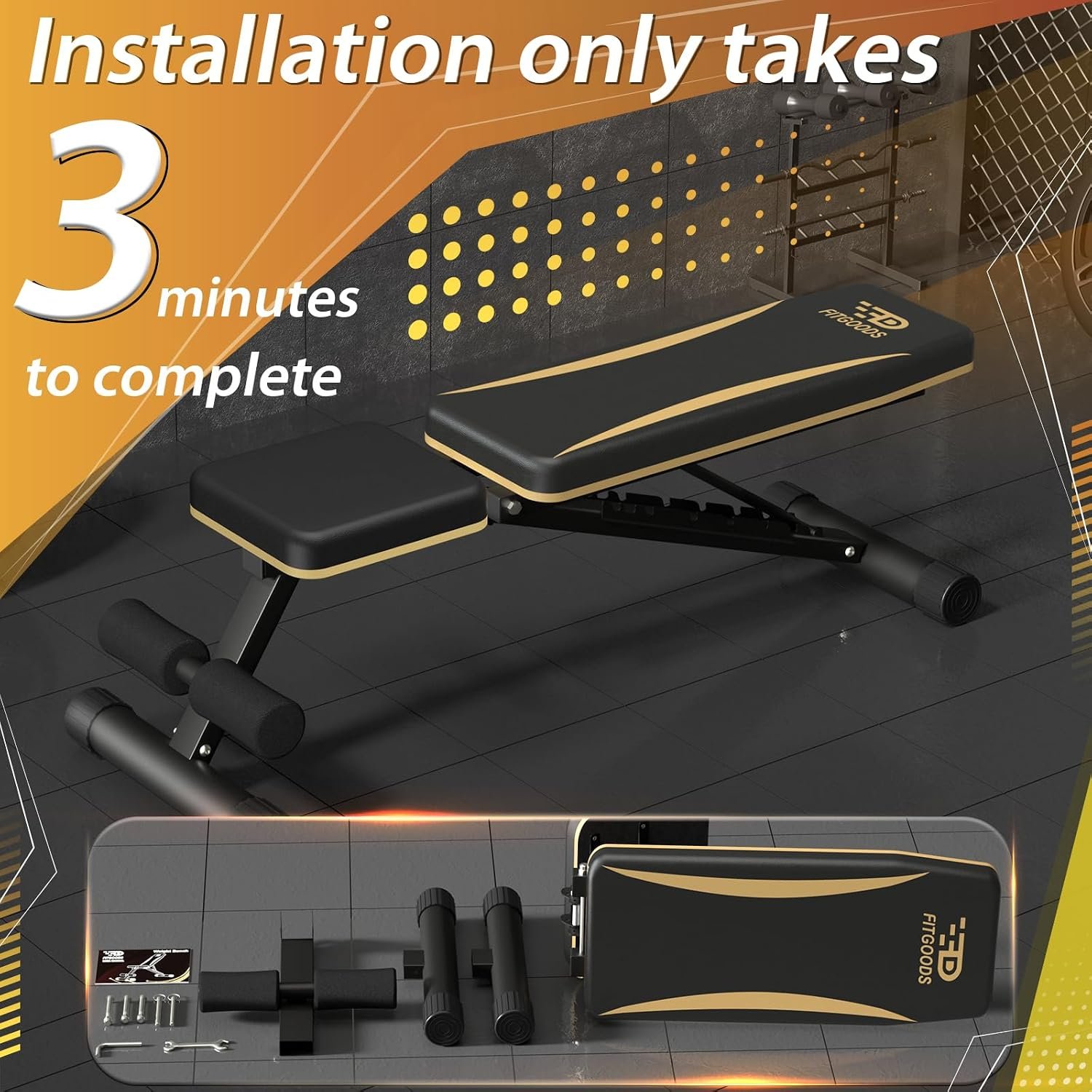 FitGoods Adjustable Weight Bench - Heavy-Duty Foldable Workout Bench for Home Gym, 660 LBS Capacity, Incline & Decline, Multi-Position Strength Training Bench, Compact Storage - Image 3
