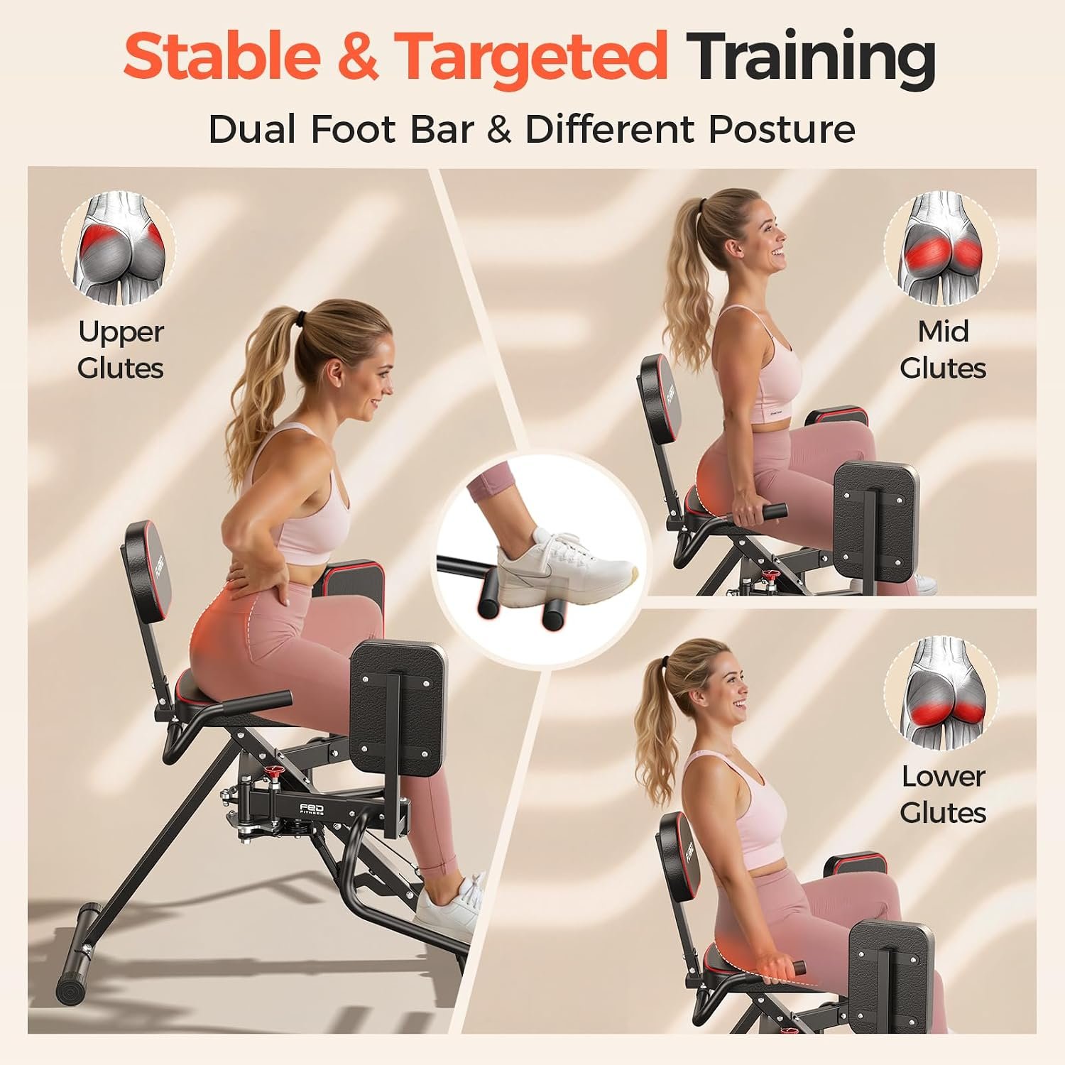 HA1 2-in-1 Hip Abductor and Adductor Machine, Glute & Inner Thigh Workout Equipment for Home Gym, Leg Workout and Booty Builder with 6 Adjustable Resistance Bands and Dual Foot Bar, Black - Image 5