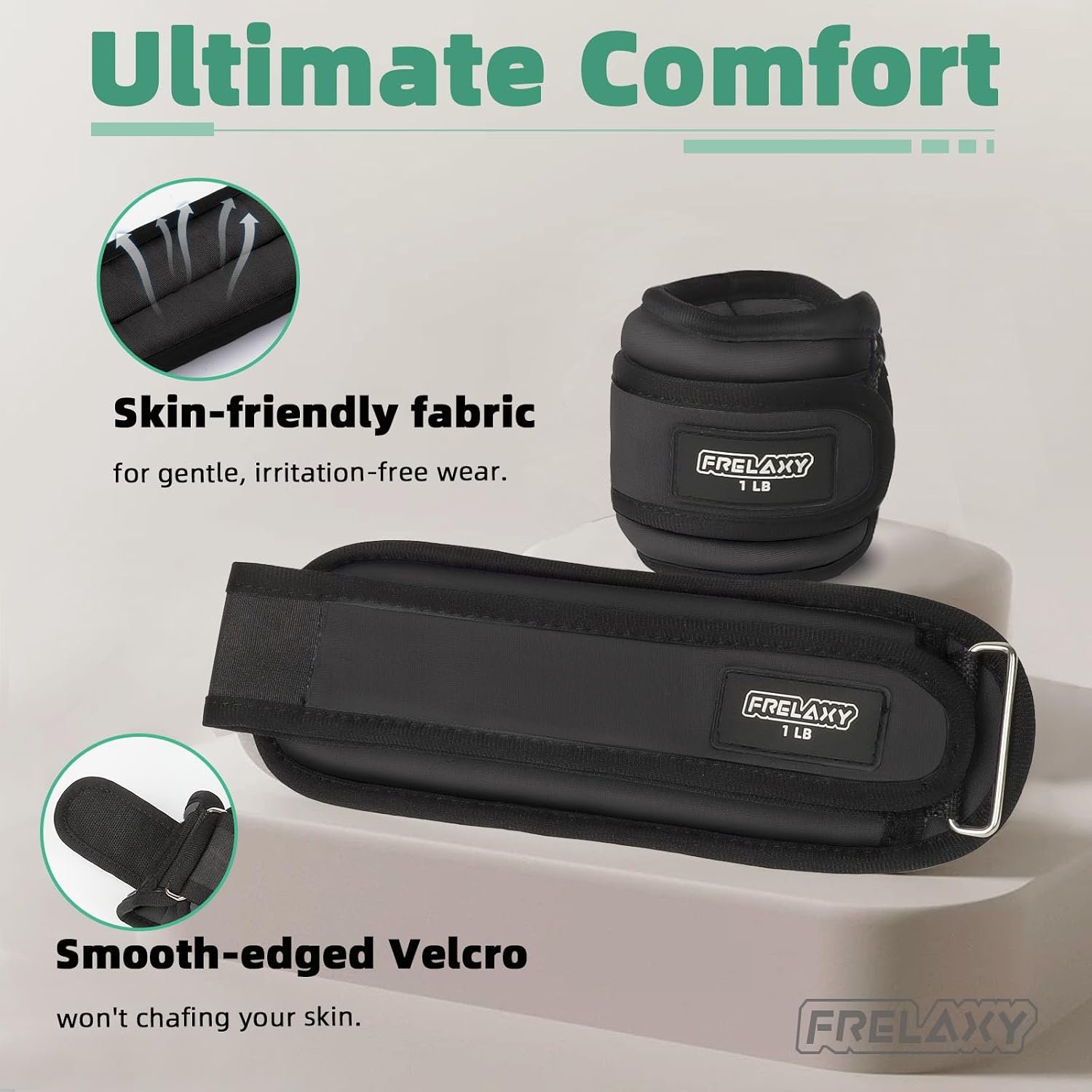 Frelaxy Ankle Wrist Weights for Women Men Kids, Comfy& Adjustable Leg Arm Weights Set for Walking, Gym, Yoga, Pilates, Dance, Cardio & Strength Training 1lb 2lbs 3lbs 1 Pair - Image 2