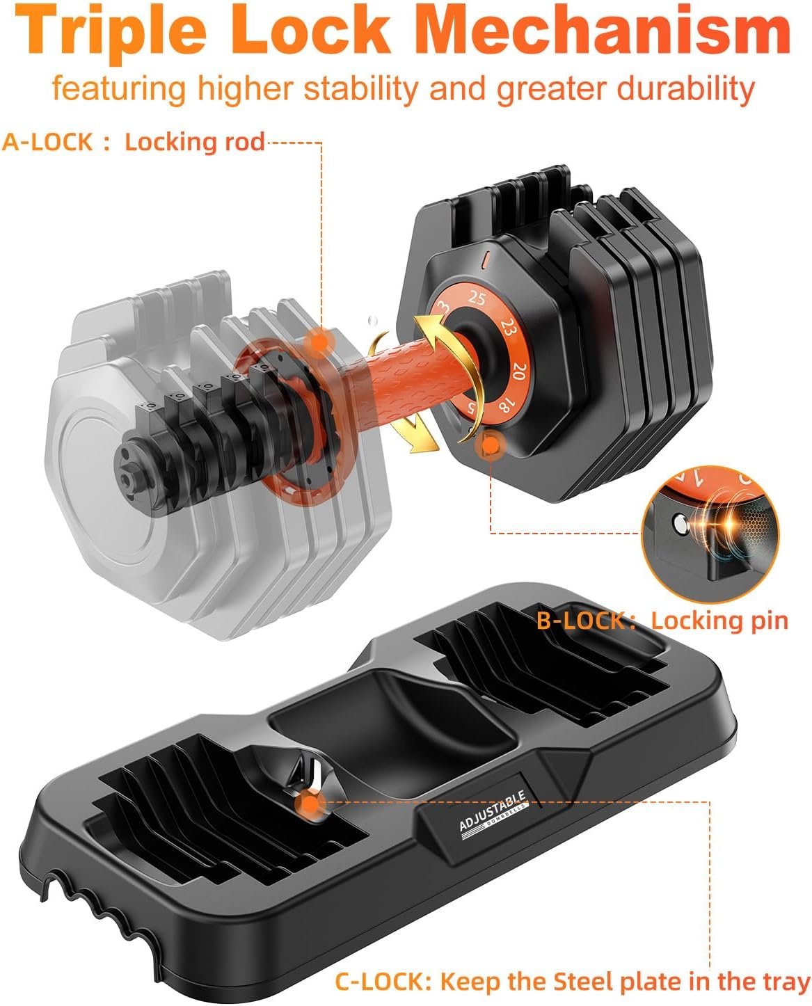 Adjustable Dumbbell Set 25lb/50lb, 10 in1 Adjustable Dumbbells for Home Gym - Image 6