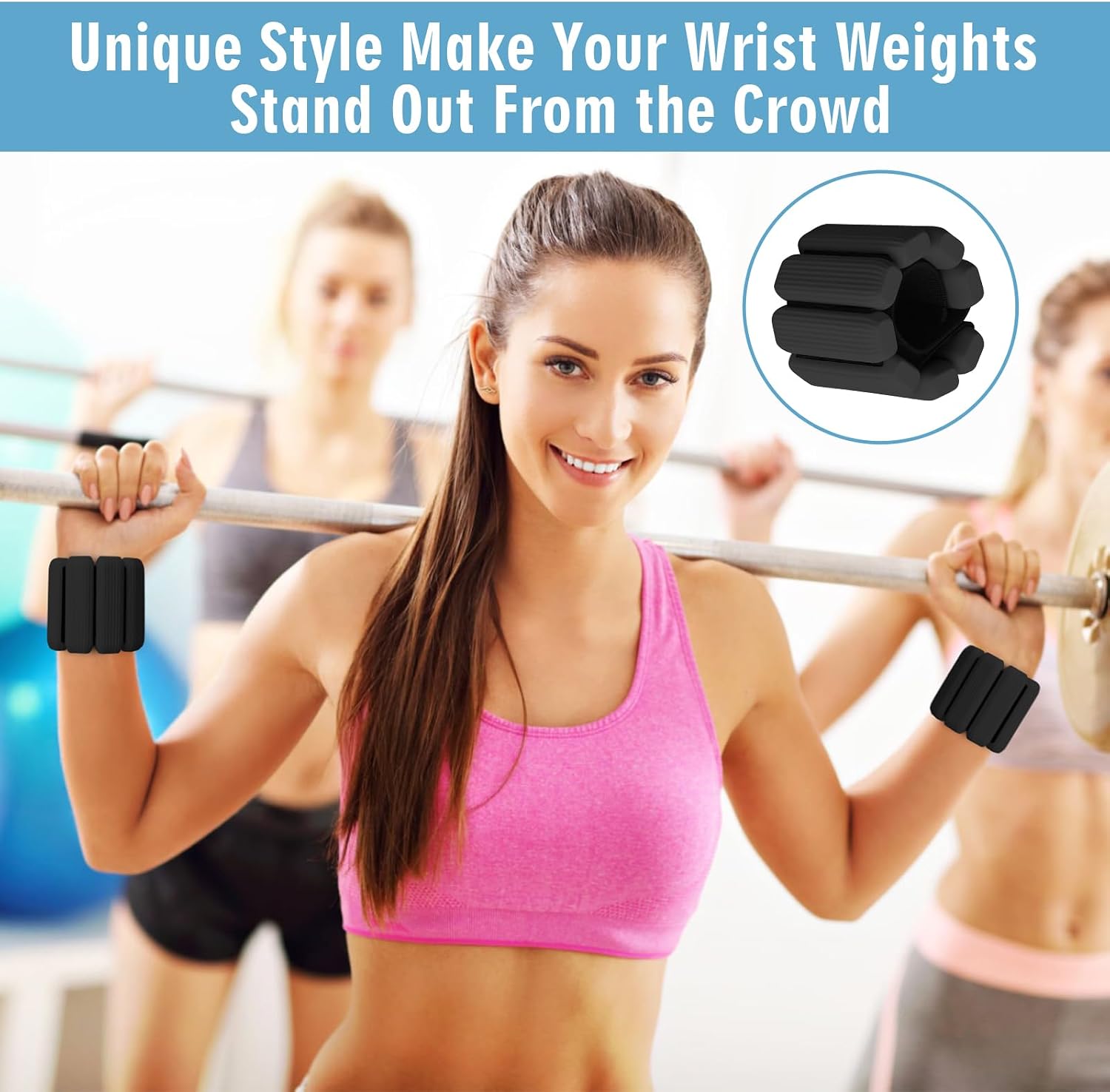 Wrist Weights Set of 2, Wearable Wrist Ankle Weights for Women & Men, Silicone Weighted Bangles Adjustable Arm and Leg Weights for Walking Yoga Pilates Running Dance Gym 2lb - Image 2