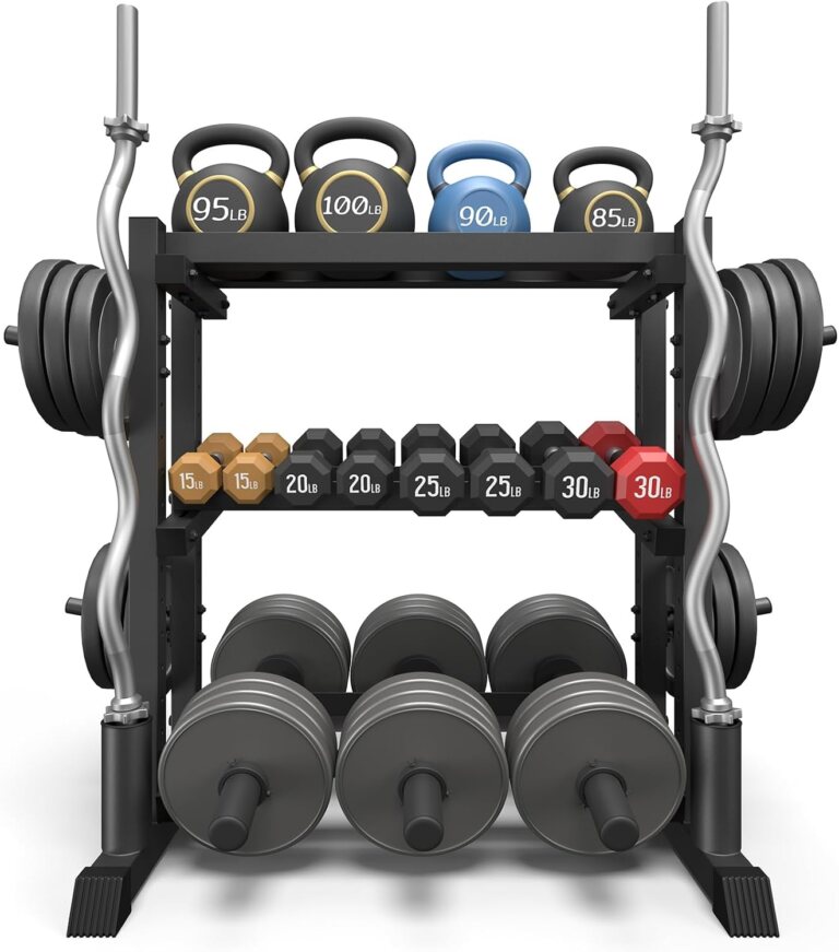 Jusgym Dumbbell Rack Stand Only, 3 Tier Adjustable Height & Angle 1100LBS