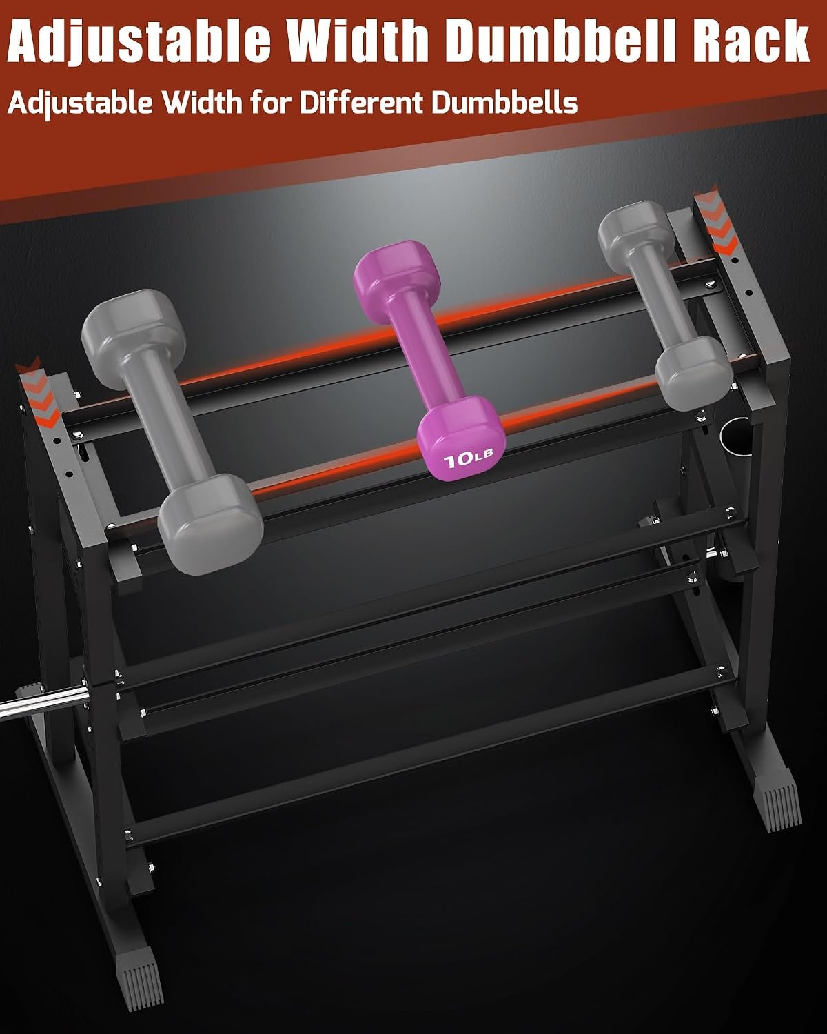 Dumbbell Rack, Heavy Duty Weight Storage Rack with Adjustable Width, Non-Slip & Floor-Friendly, Home Gym Organizer for Strength Training Equipment - Image 4