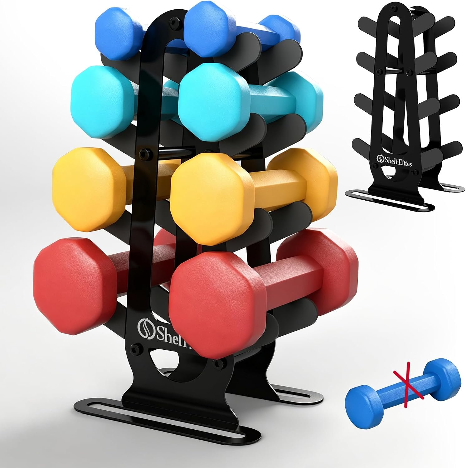 A-Frame Dumbbell Rack, 4-Tier Compact Weight Stand for Home Gym, Sturdy Dumbbell Holder for Free Weights